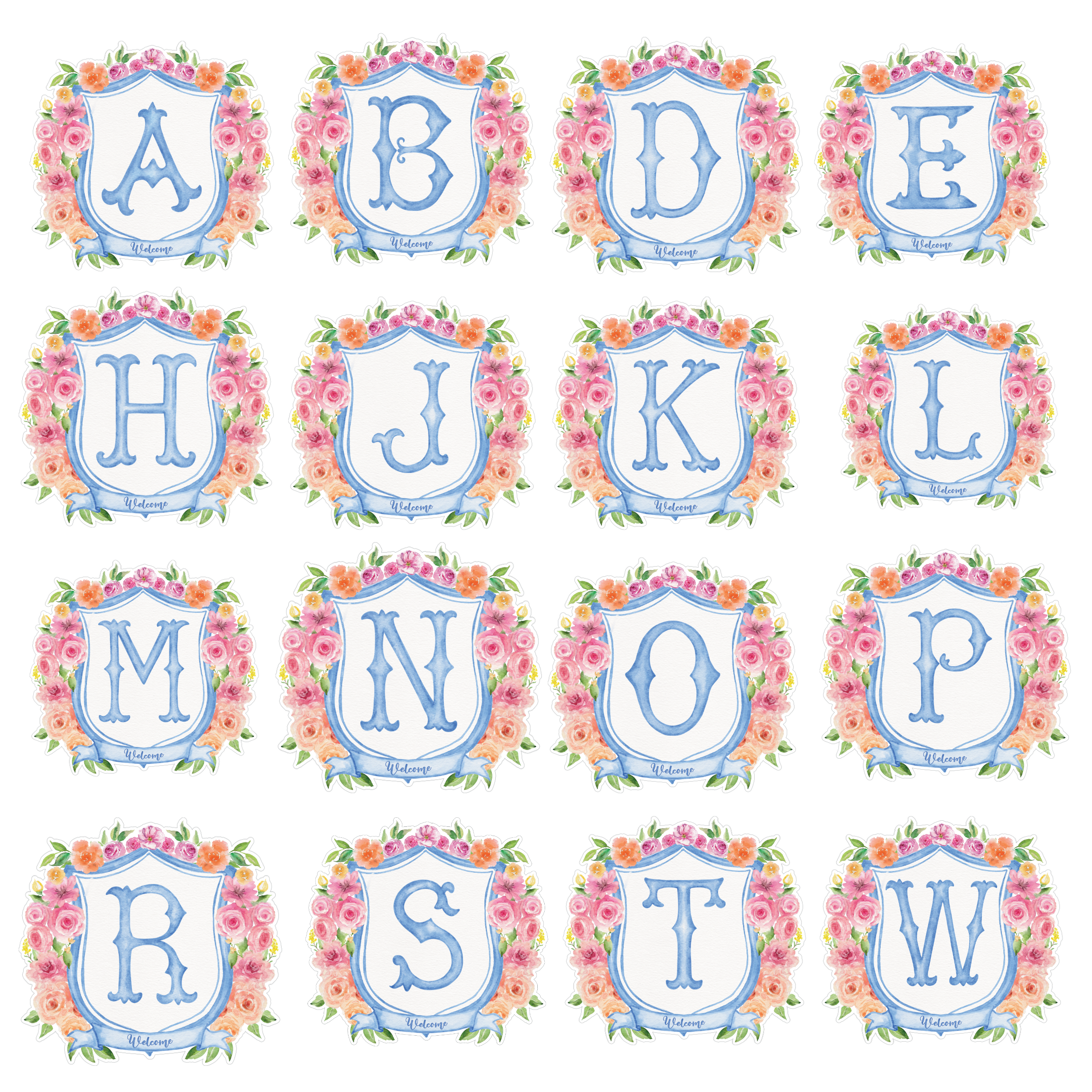 Floral Monogram Crest Garden Stake