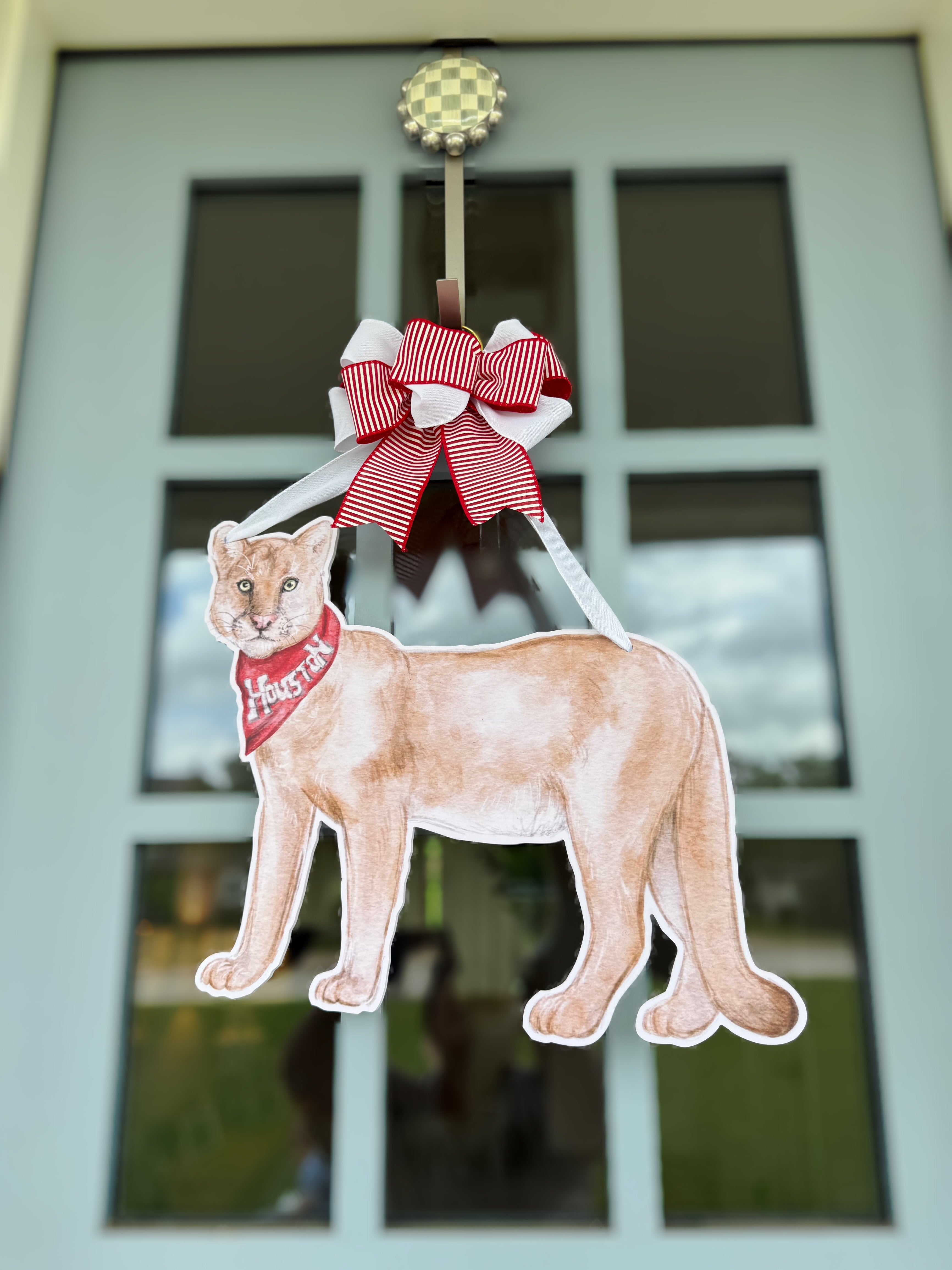 Red and White Cougar Door Hanger