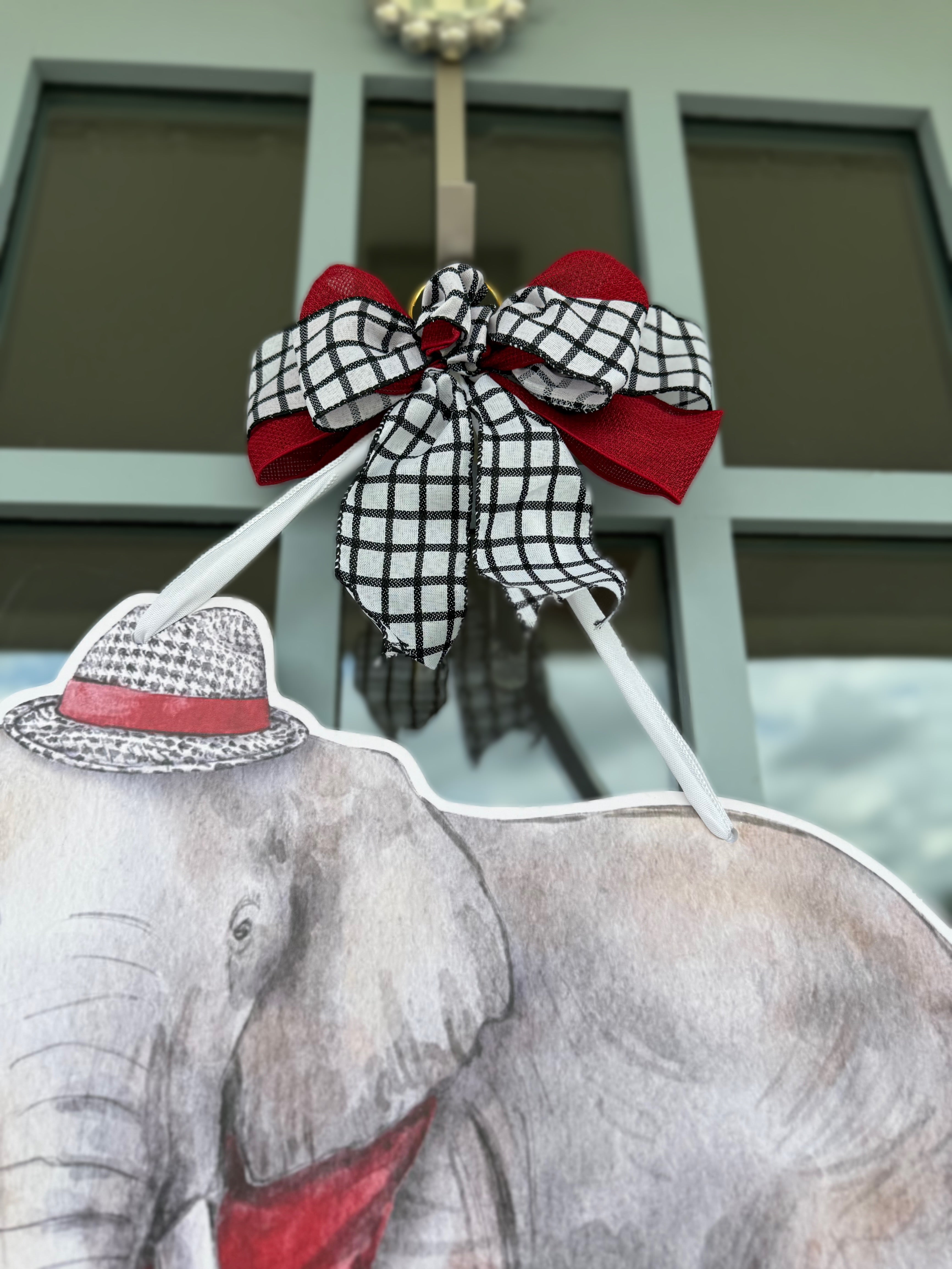 Crimson & White Elephant Door Hanger