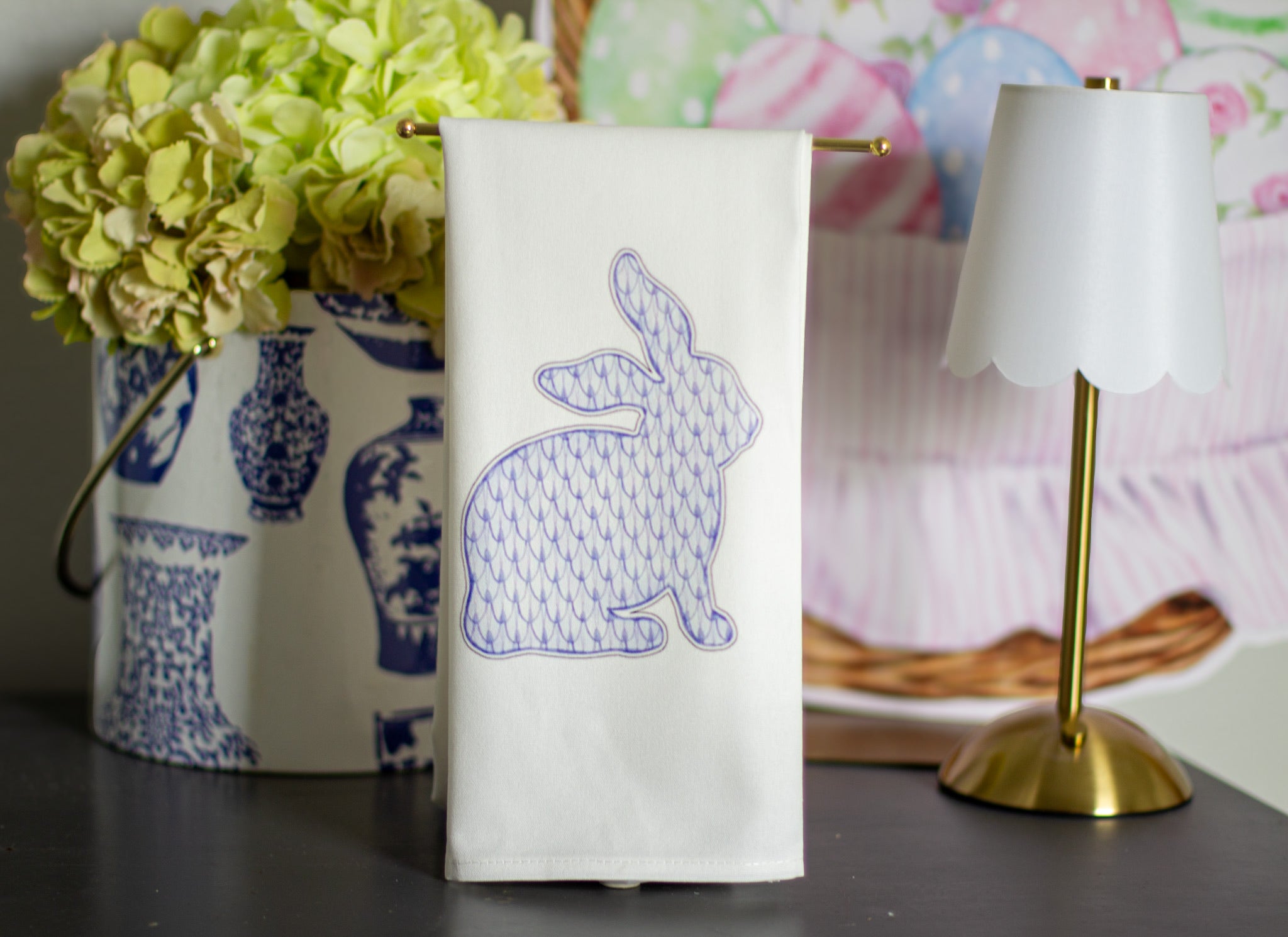Hoppy Easter (Blue) Tea Towel