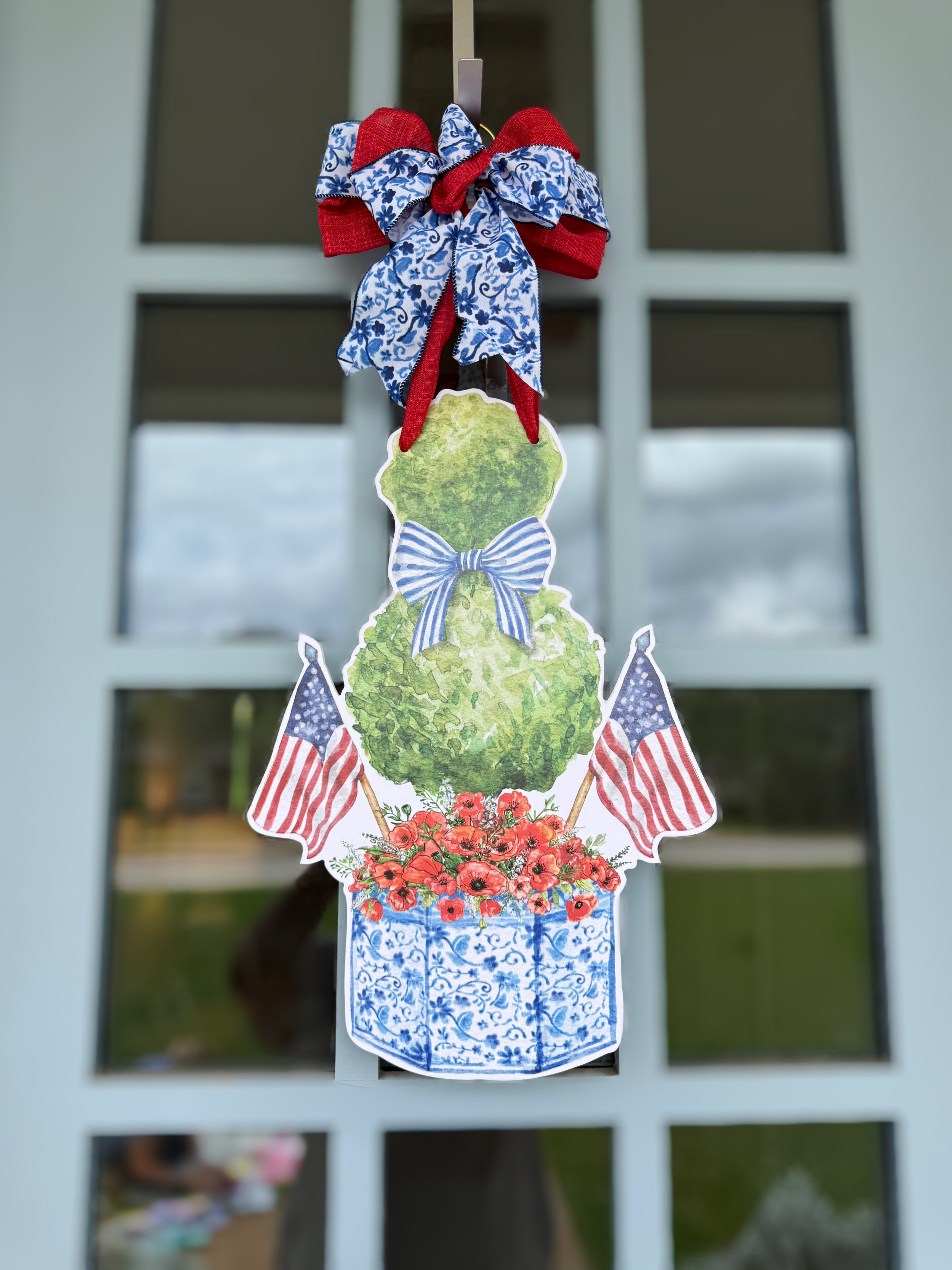 Red White and Bloom Door Hanger