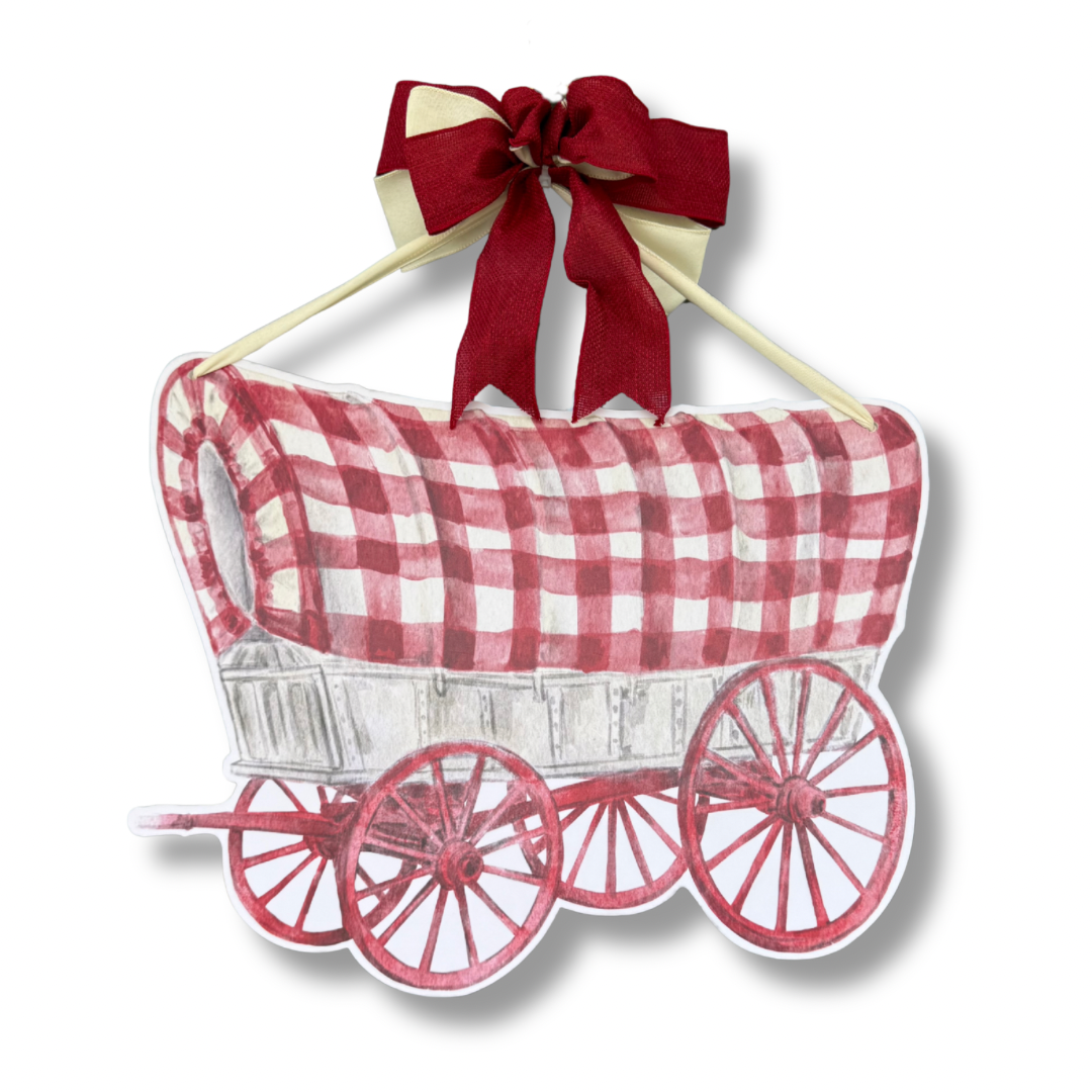 Crimson and Cream Wagon Door Hanger