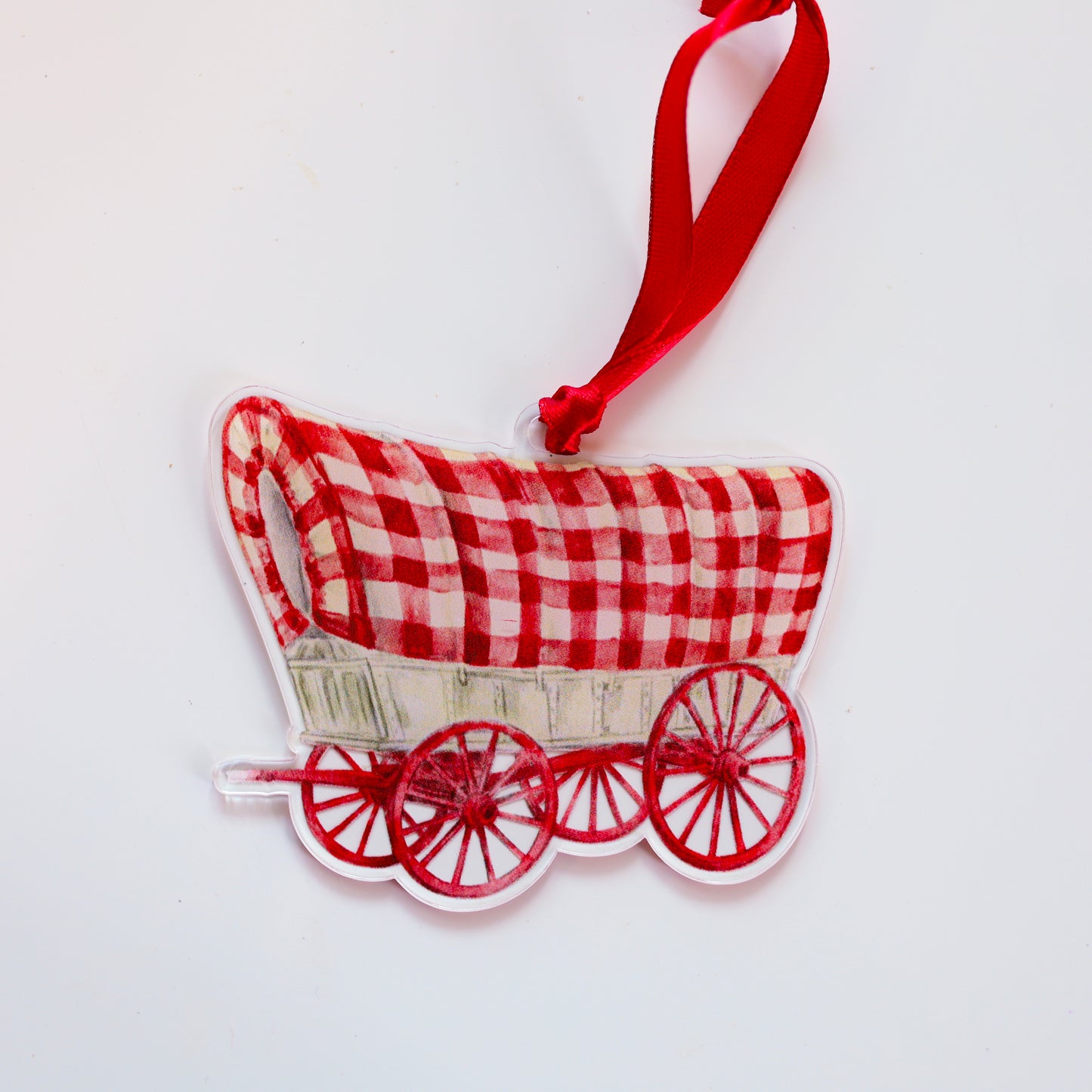 Crimson and Cream Wagon Ornament