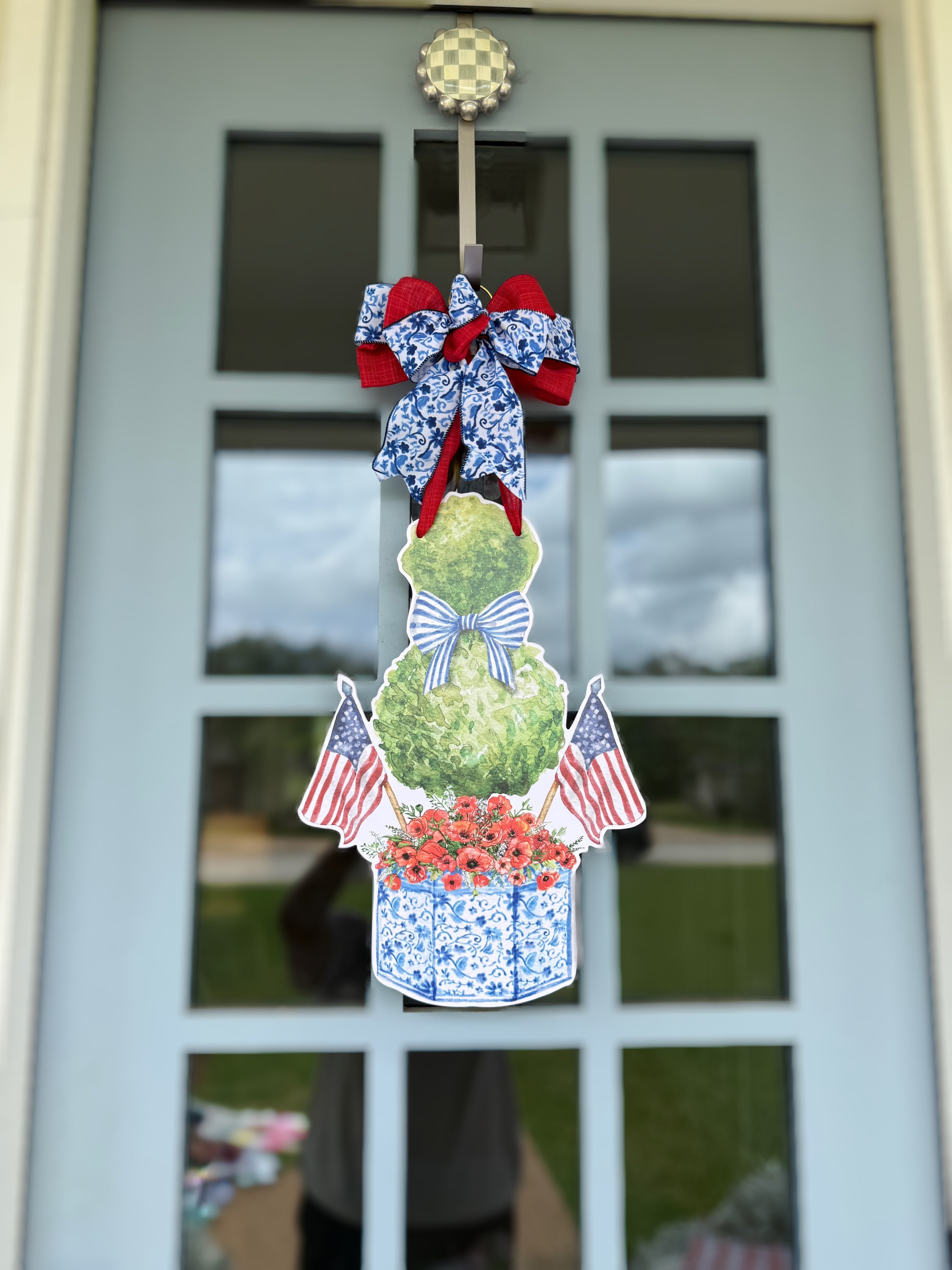 Red White and Bloom Door Hanger