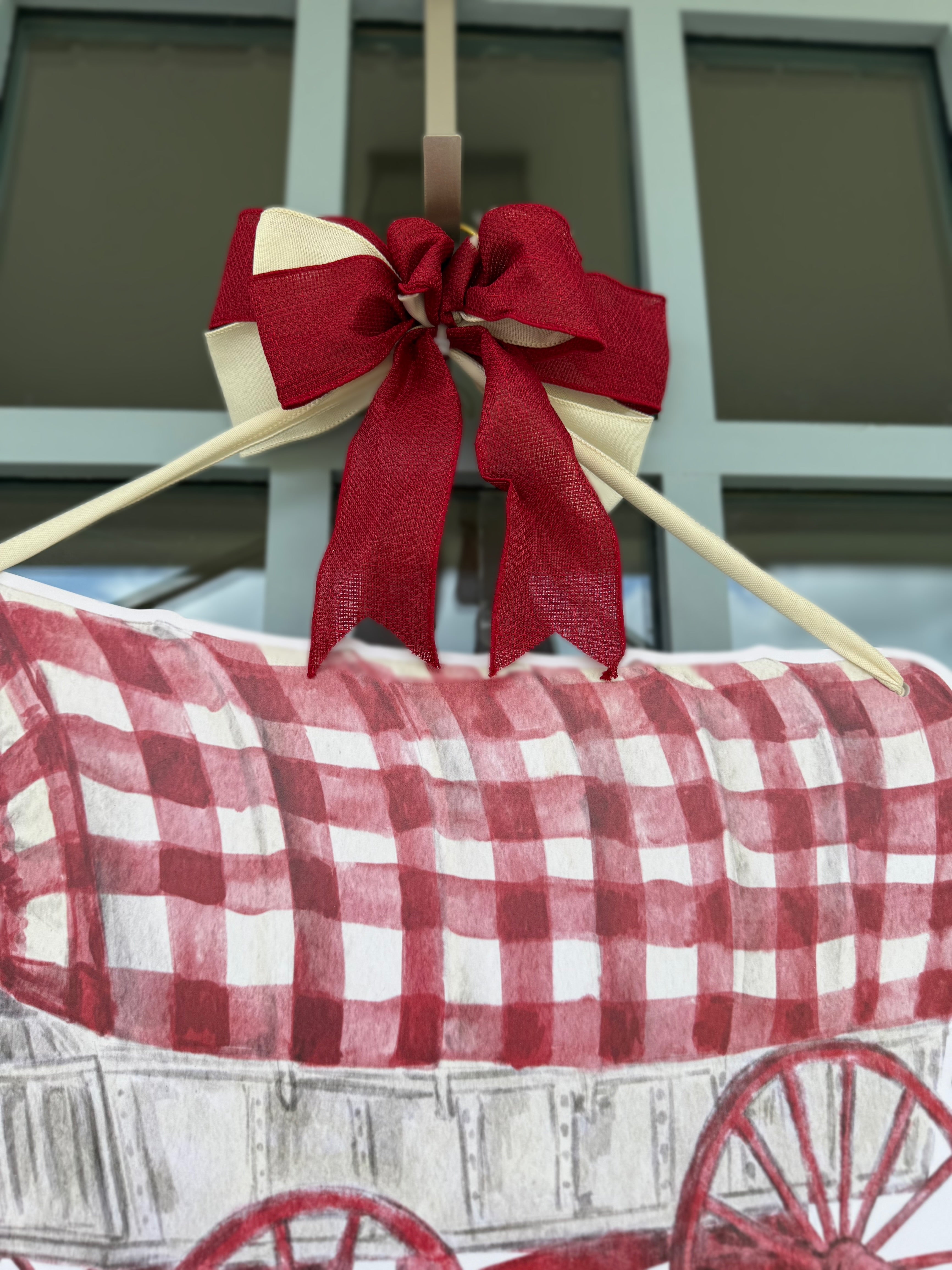 Crimson and Cream Wagon Door Hanger