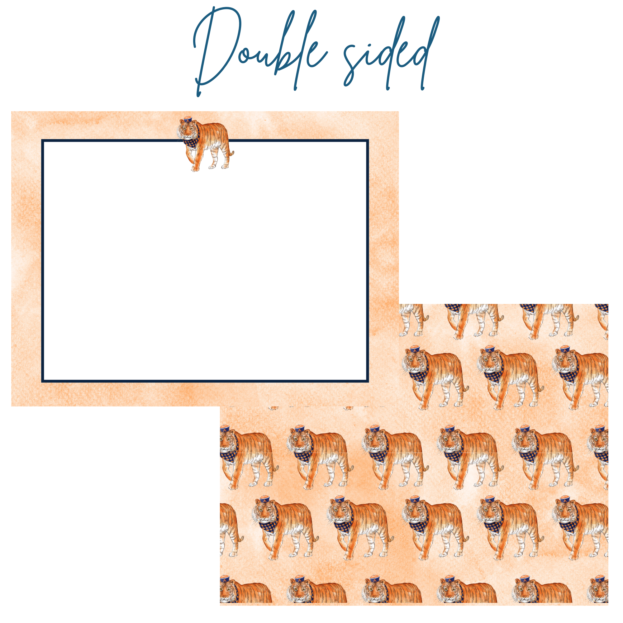 Orange and Blue Tiger Notecard Set