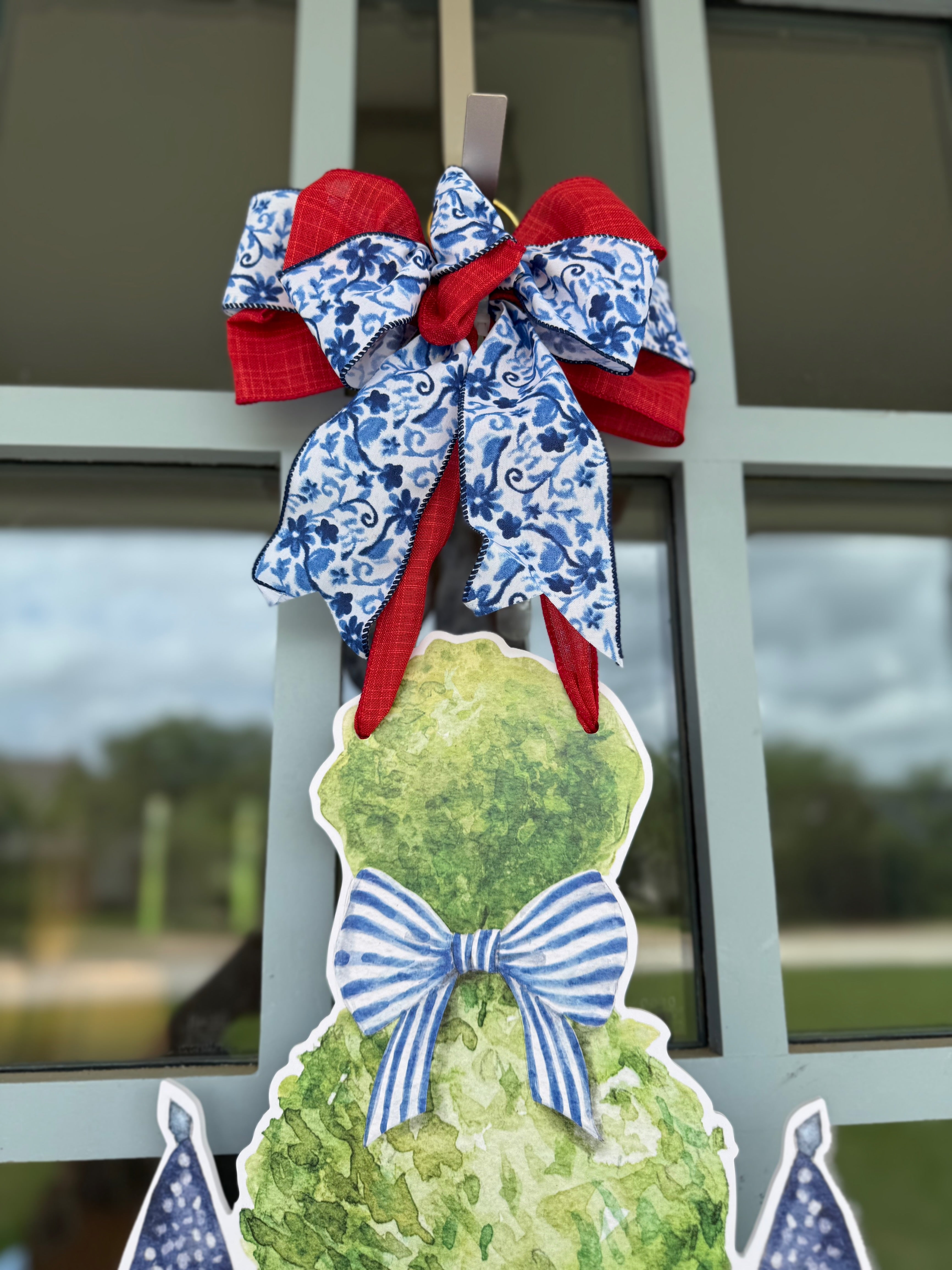 Red White and Bloom Door Hanger