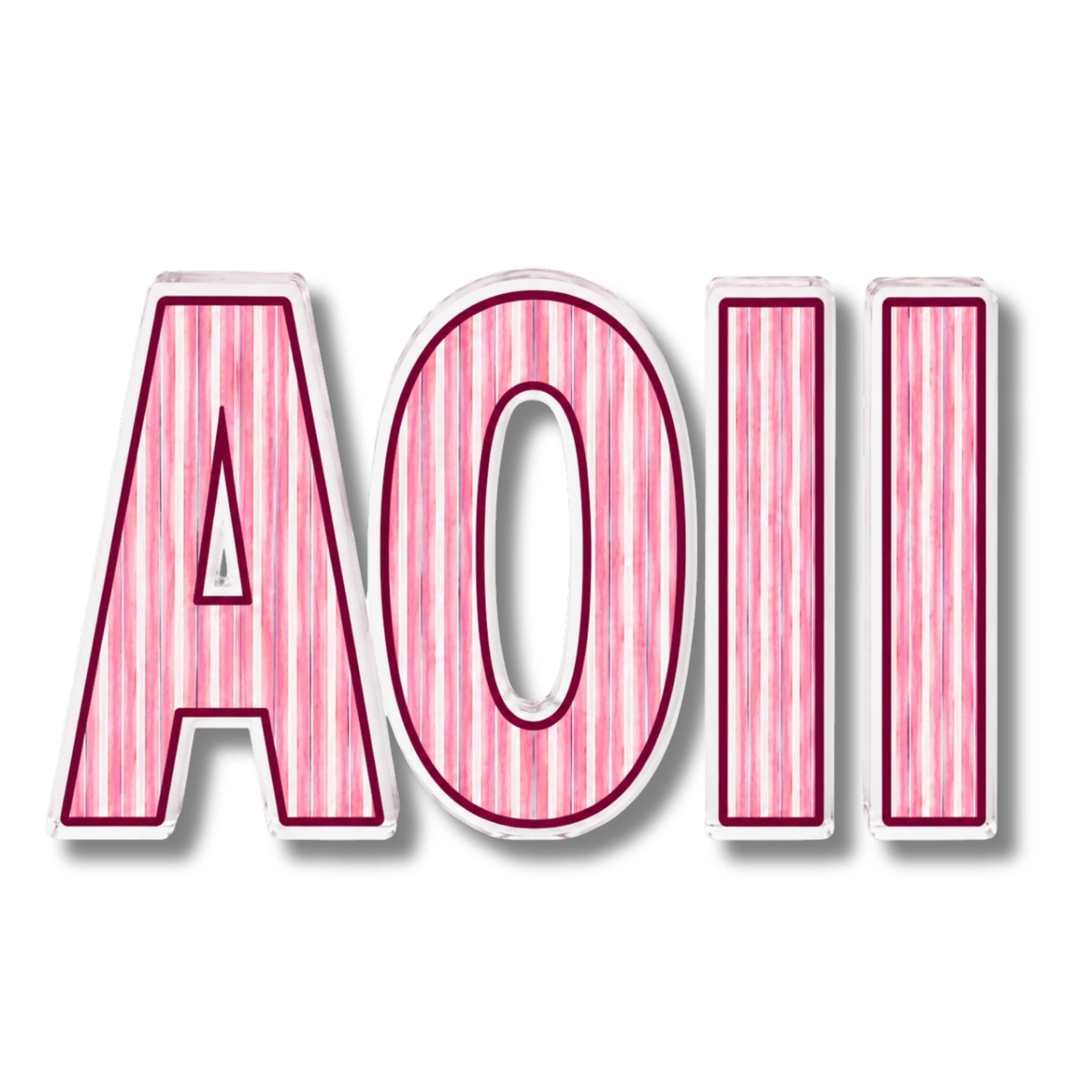 Alpha Omicron Pi Signature Stripe Acrylic Shelfie
