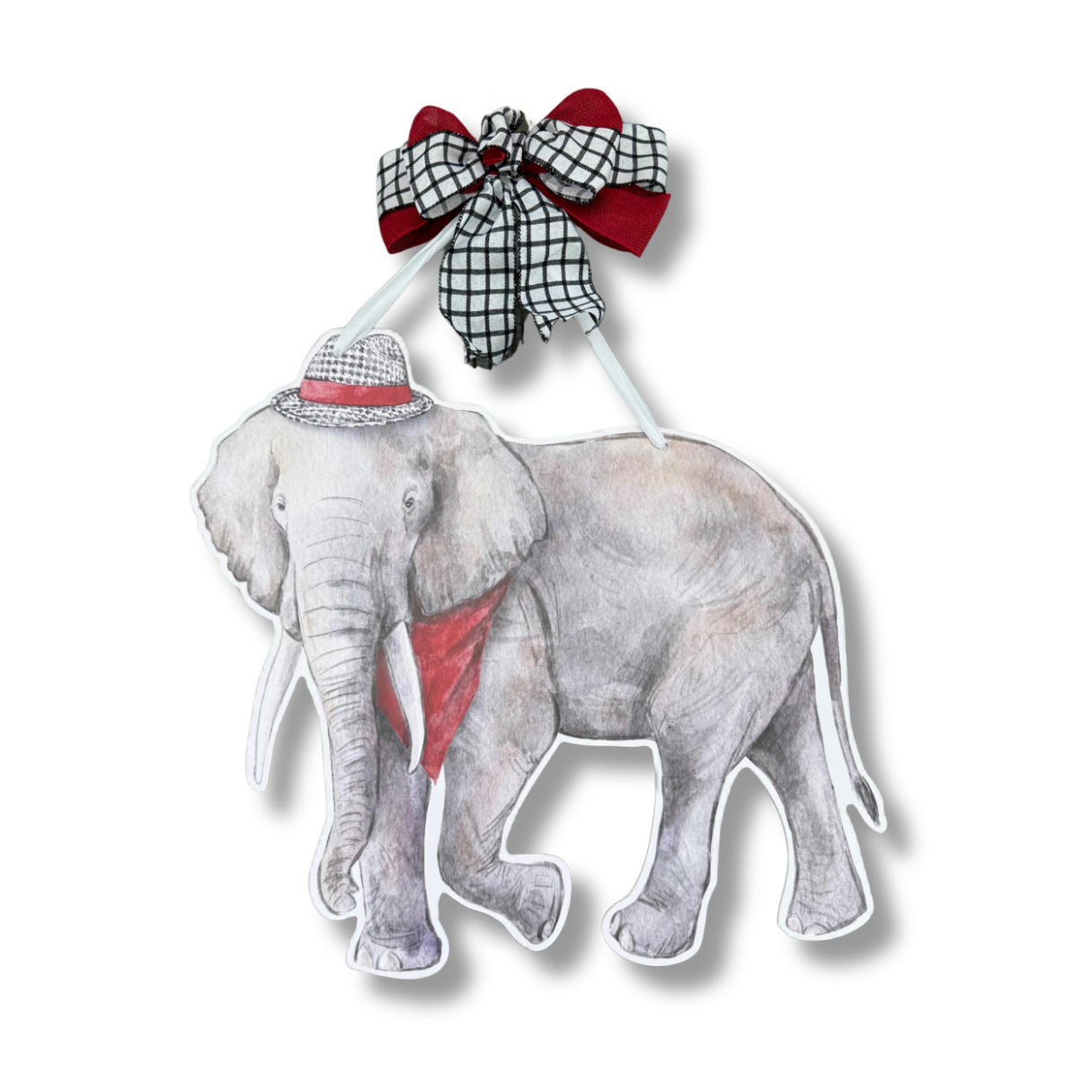 Crimson & White Elephant Door Hanger