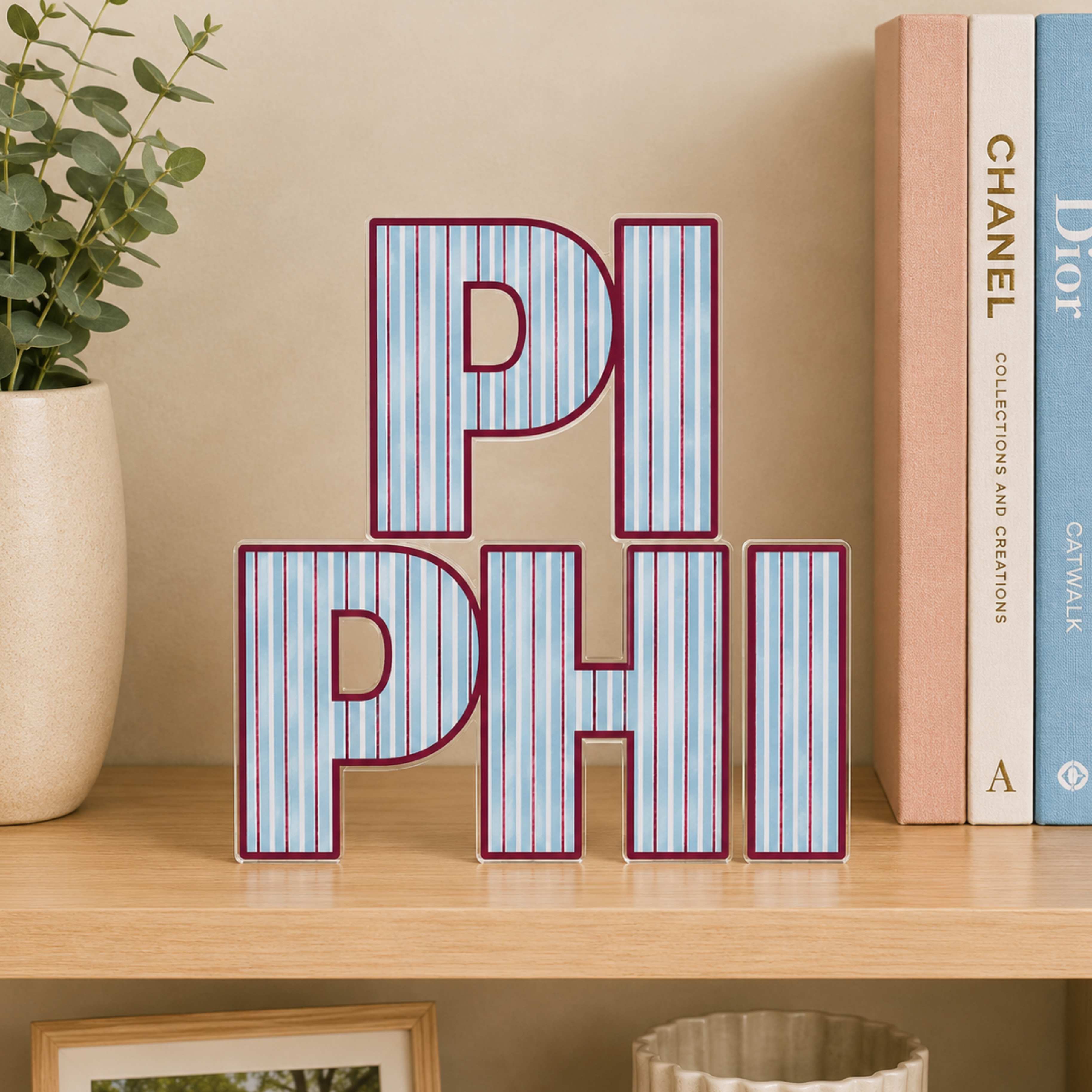 Pi Beta Phi Signature Stripe Acrylic Shelfie
