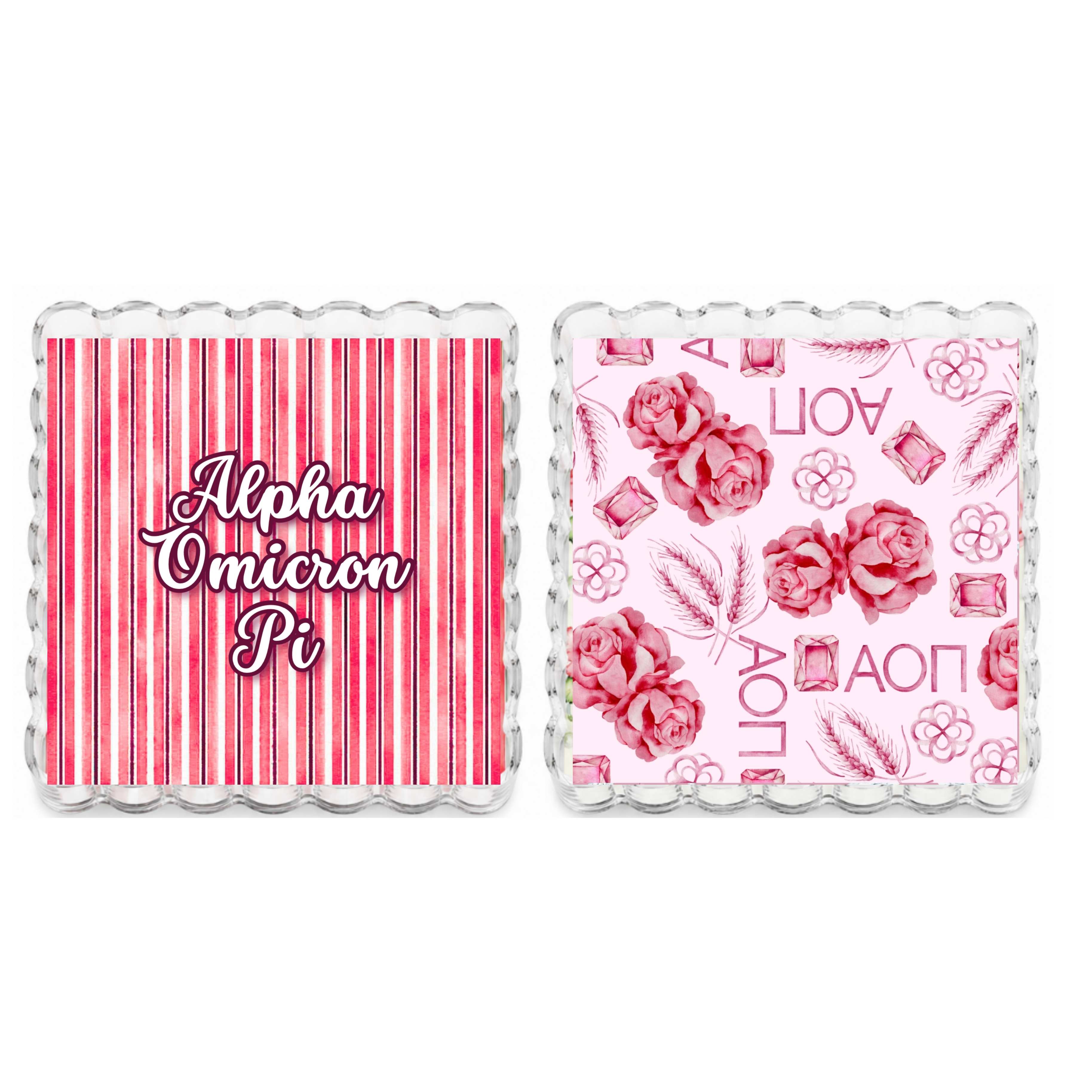 Alpha Omicron Pi Reversible & Interchangeable Trinket Tray