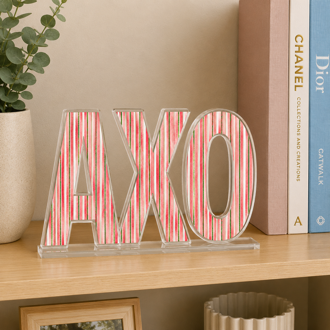 Alpha Chi Omega Signature Stripe Acrylic Shelfie