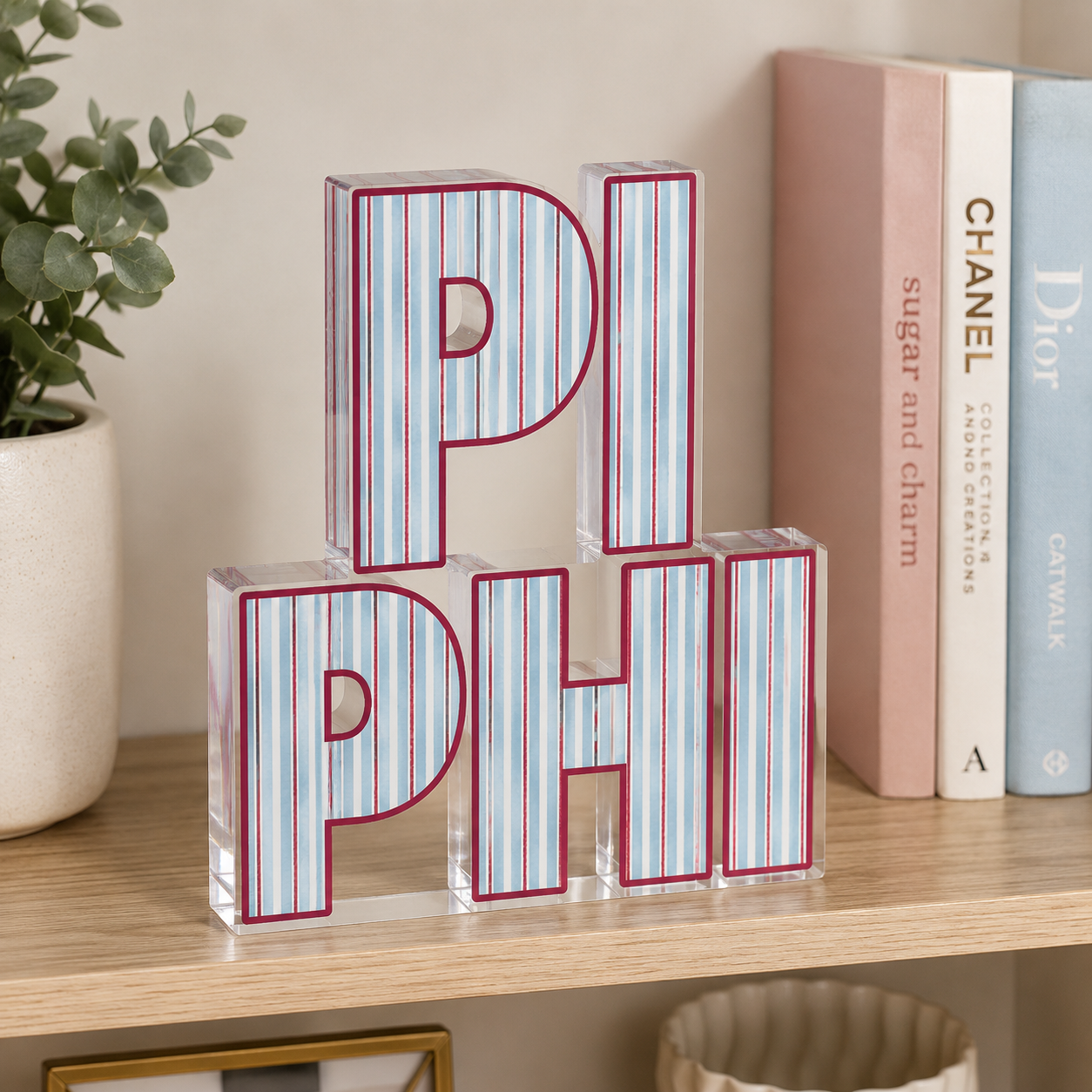 Pi Beta Phi Signature Stripe Acrylic Shelfie