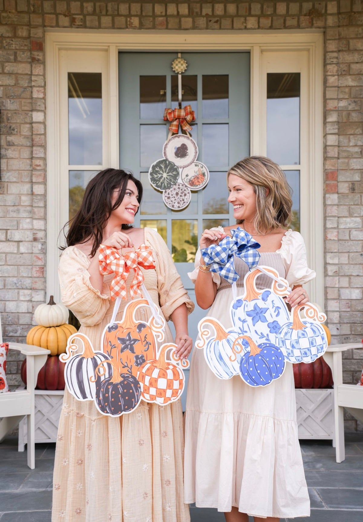 Blue Harvest Pumpkins Door Hanger