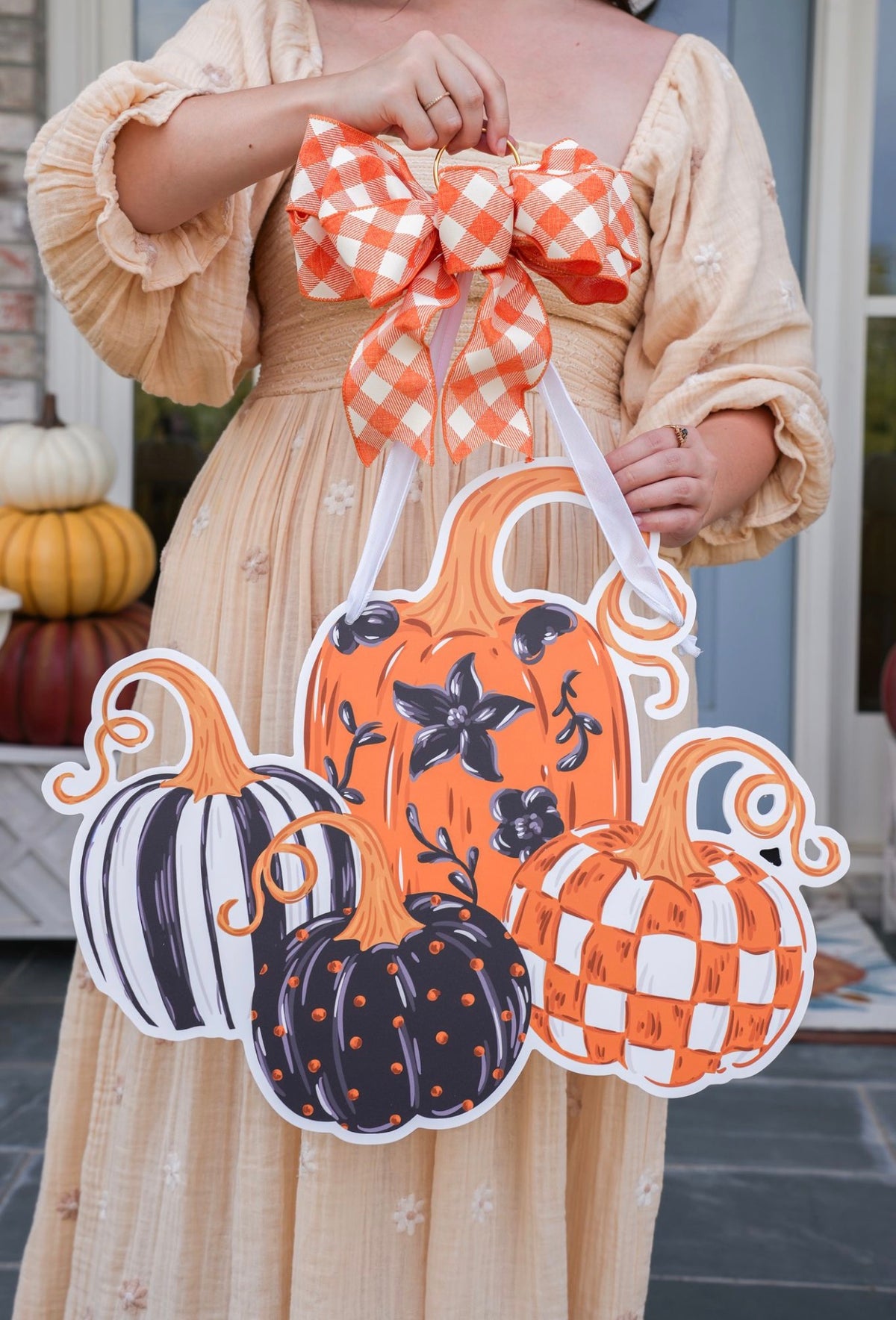 Midnight Harvest Pumpkins Door Hanger