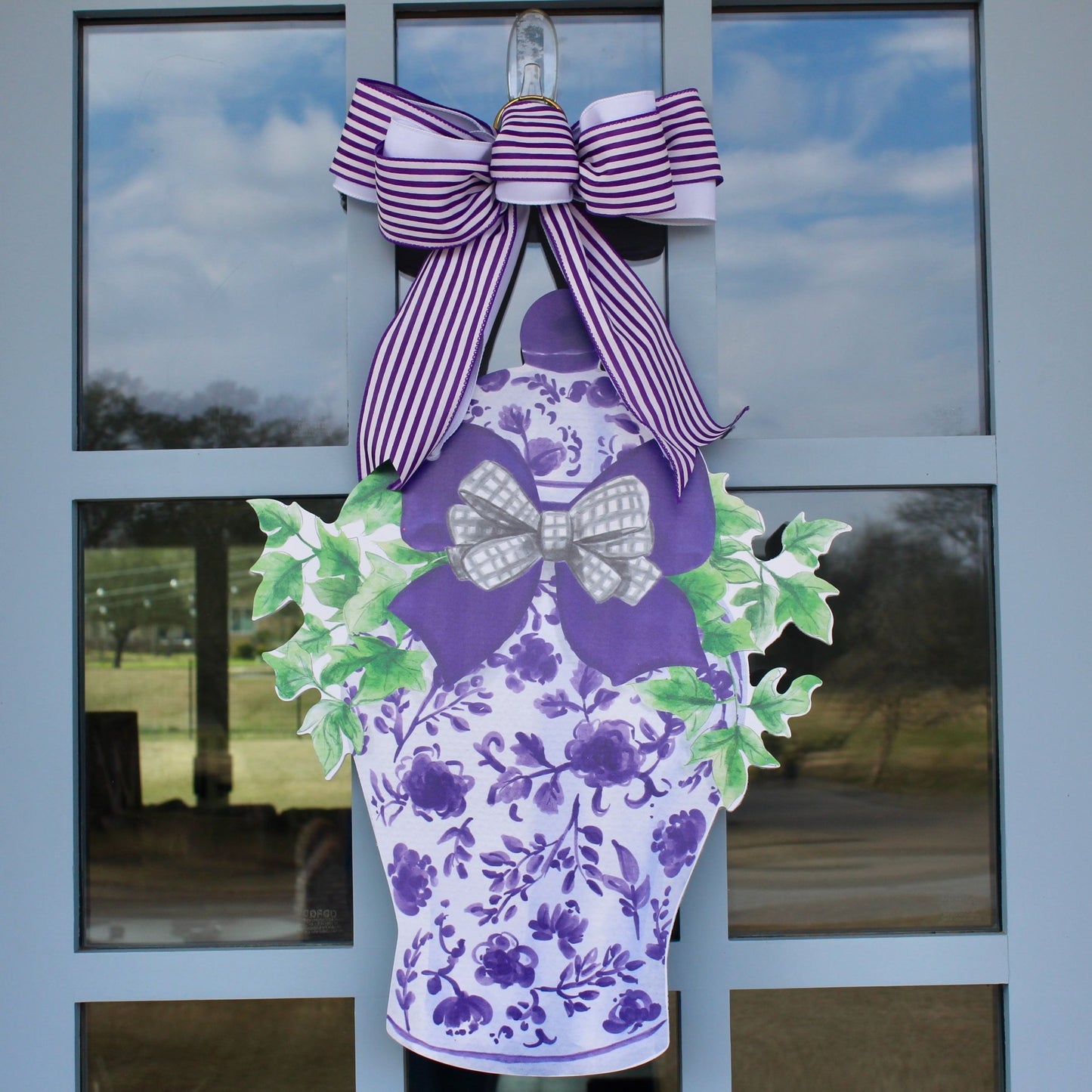 Classic Ginger Jar (Purple & White)- Door Hanger