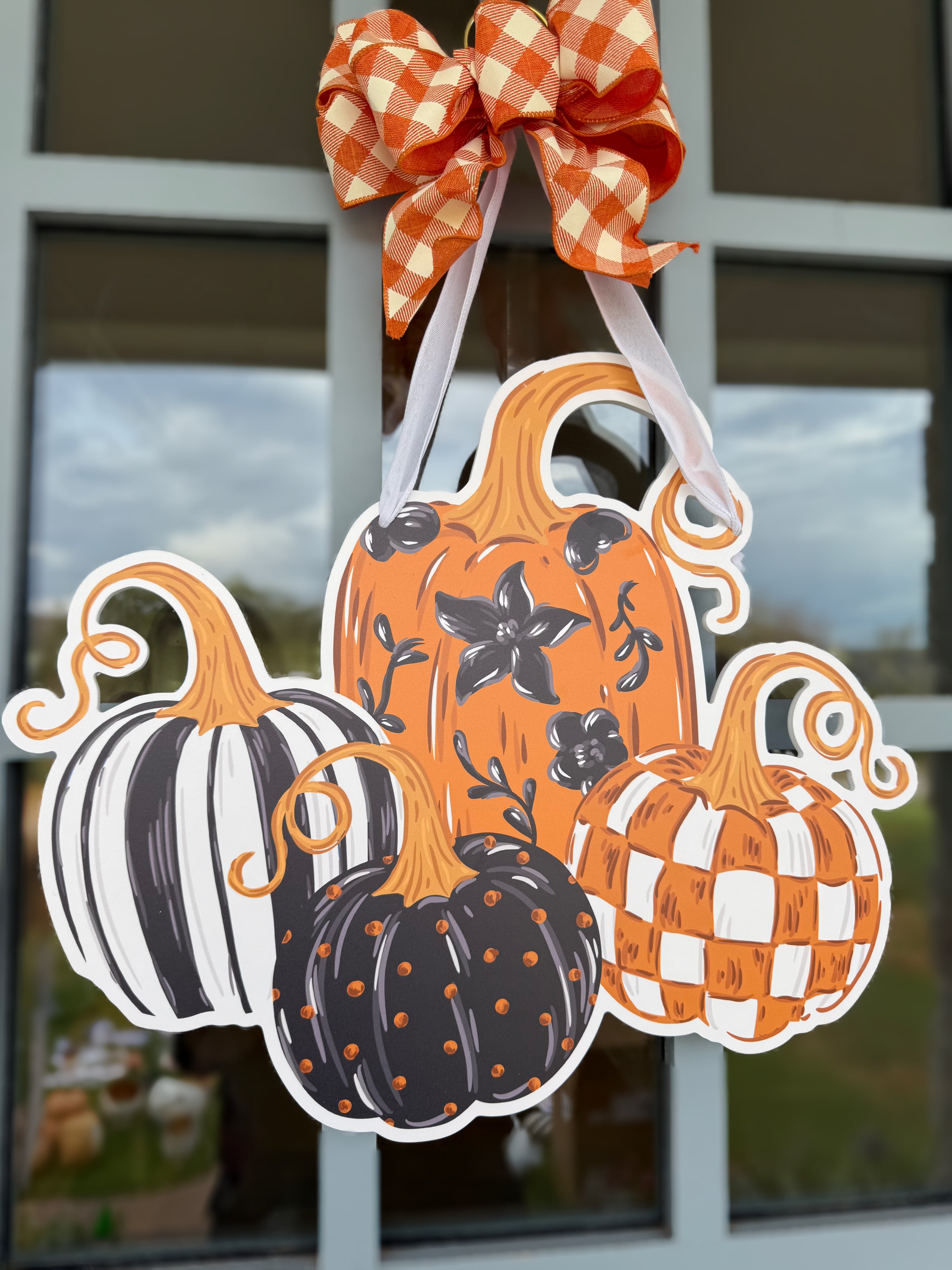 Midnight Harvest Pumpkins Door Hanger