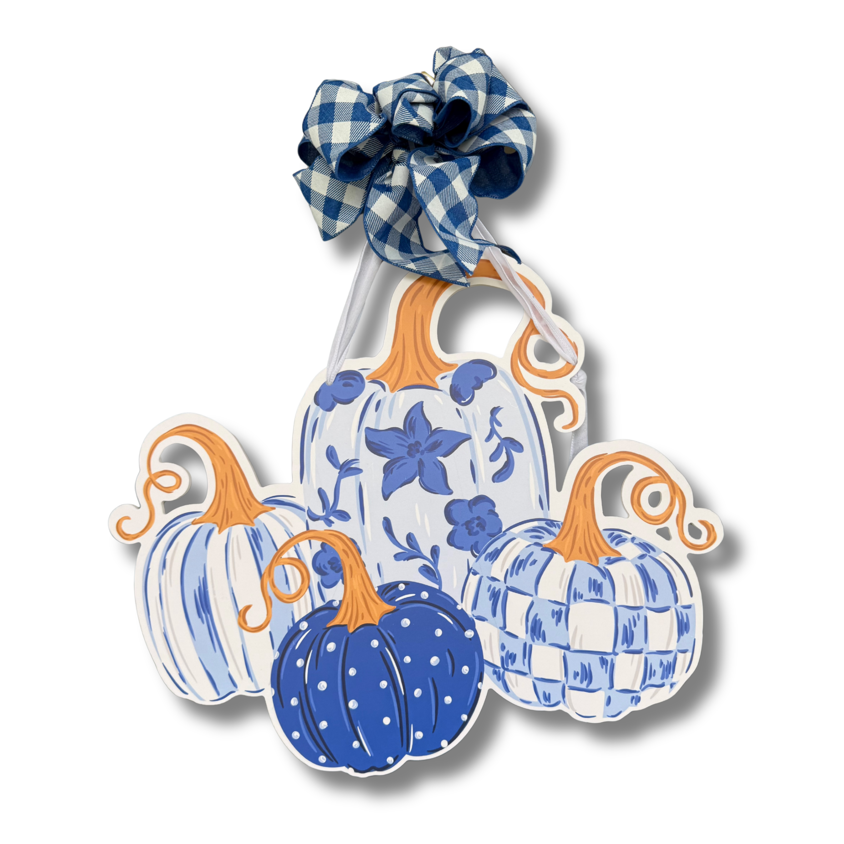 Blue Harvest Pumpkins Door Hanger