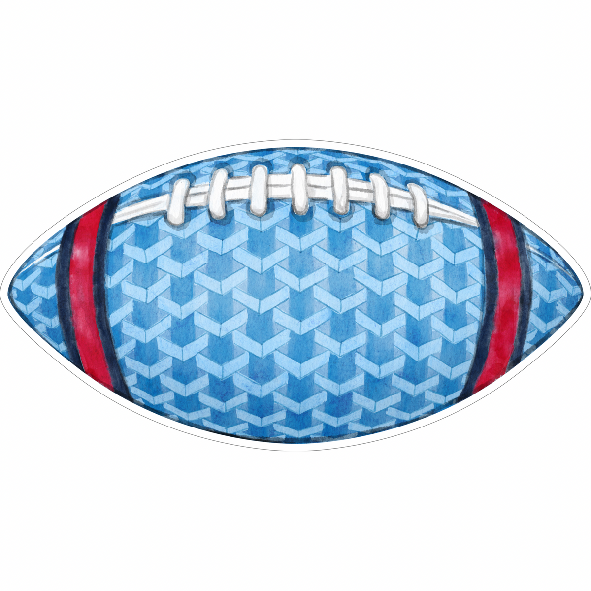 Light Blue & White Geometric Football Garden Stake