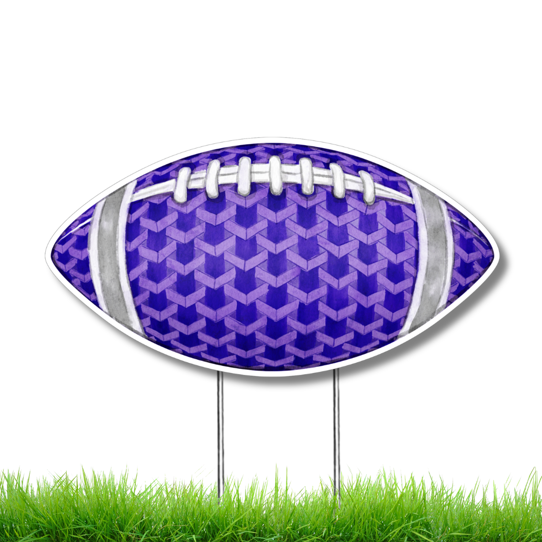 Purple & Grey Football Garden Stake