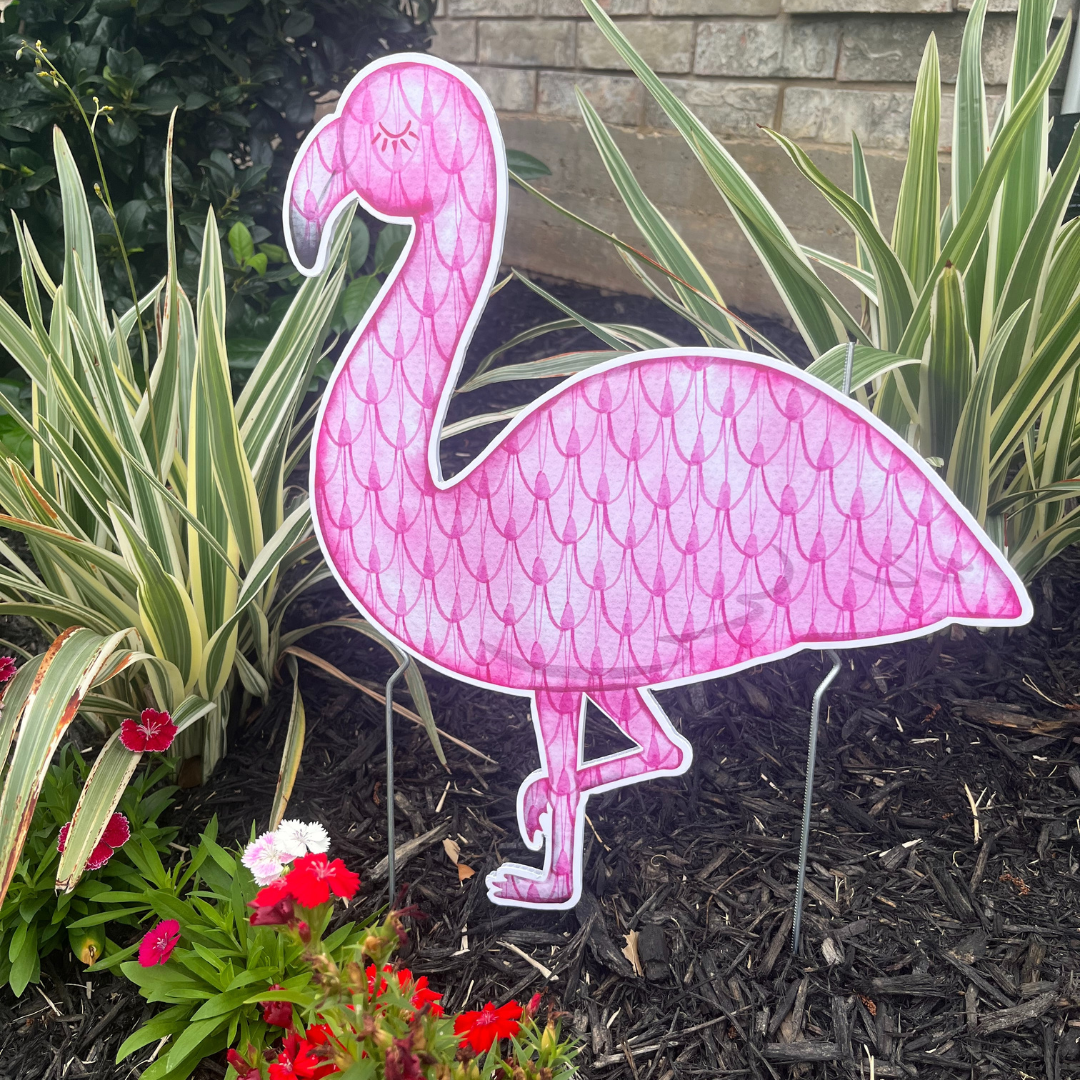 Pretty in Pink Flamingo Garden Stake