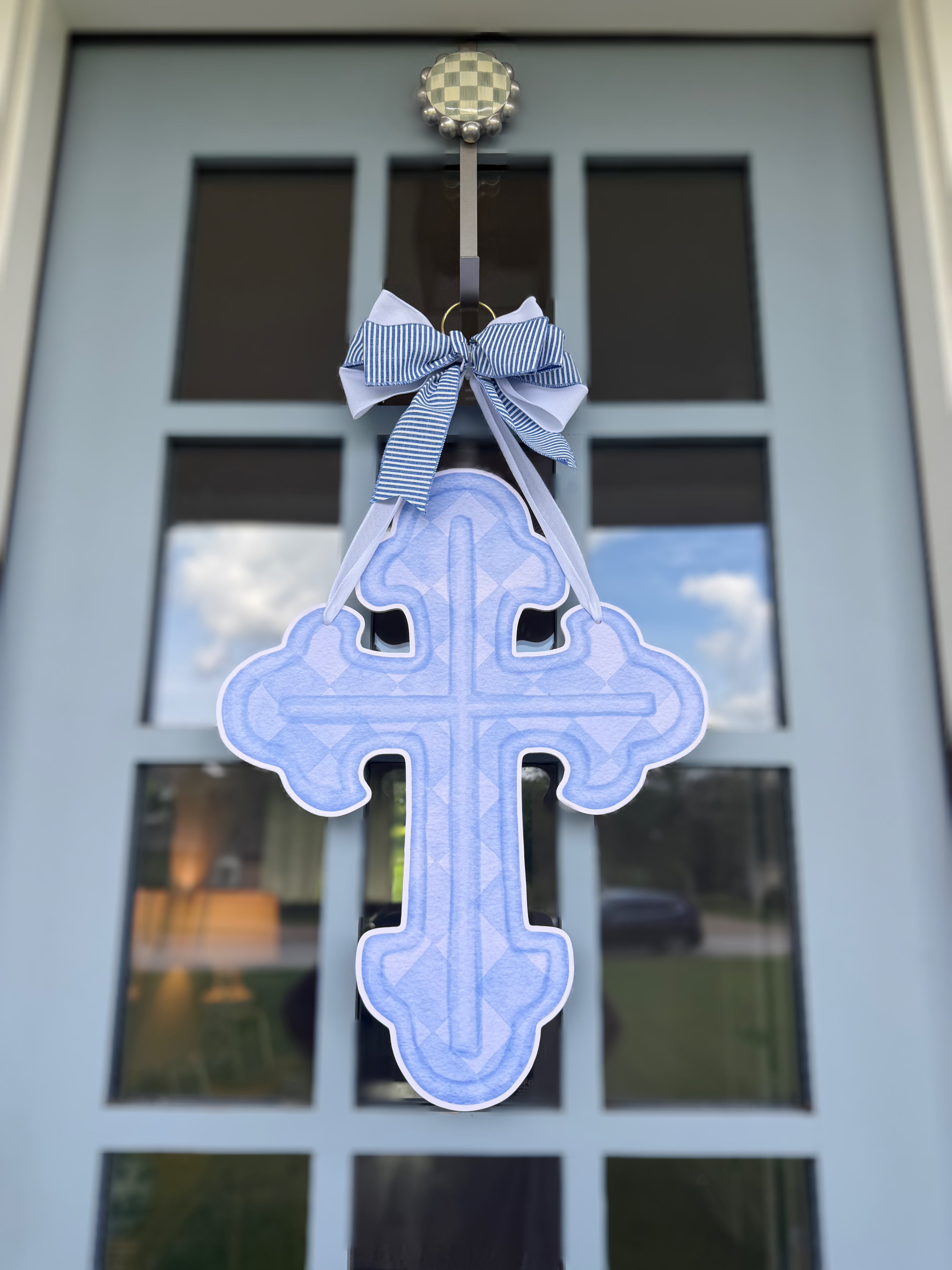 Blue Check Cross Door Hanger
