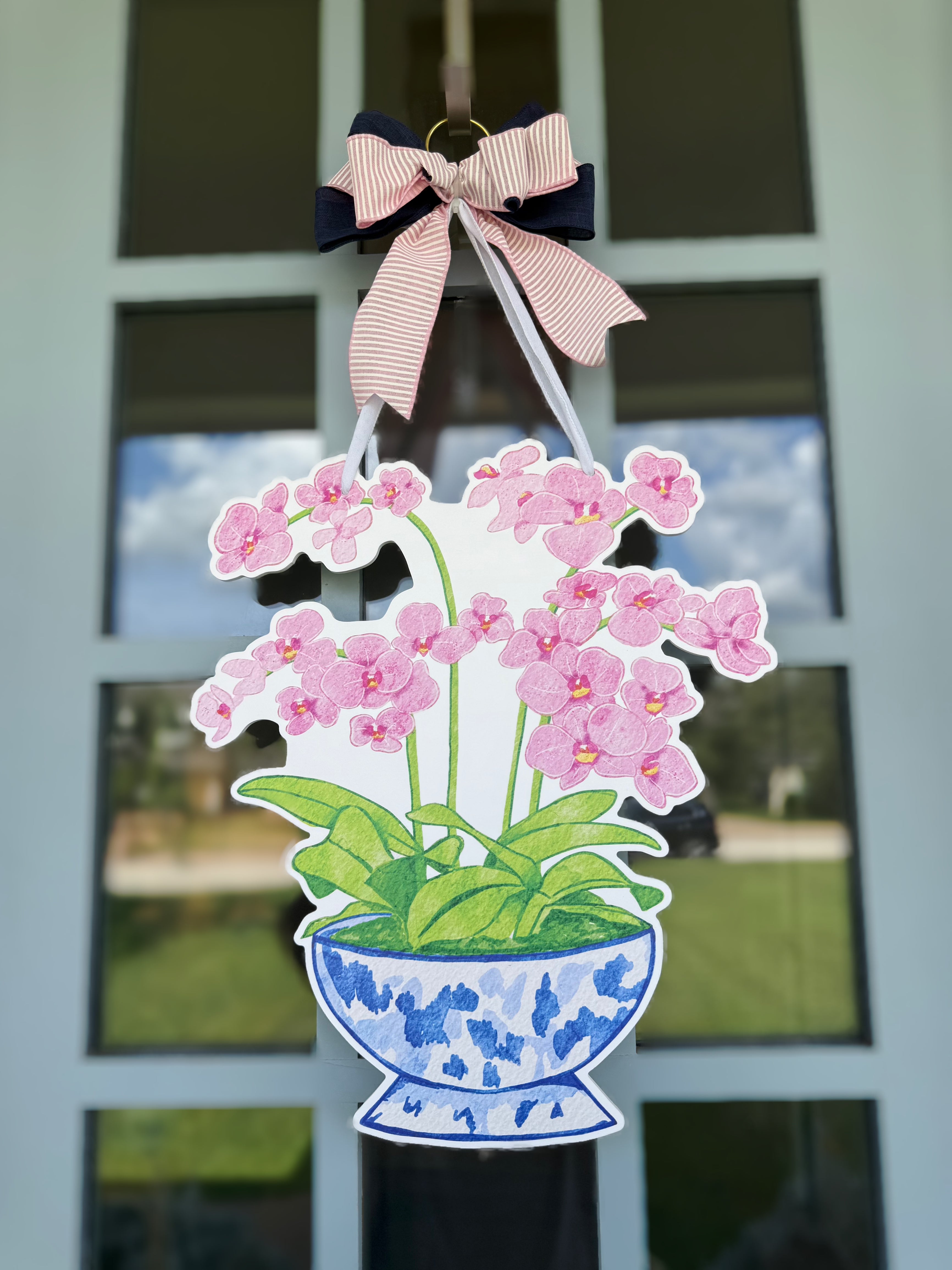 Pink Orchid Cachepot Door Hanger