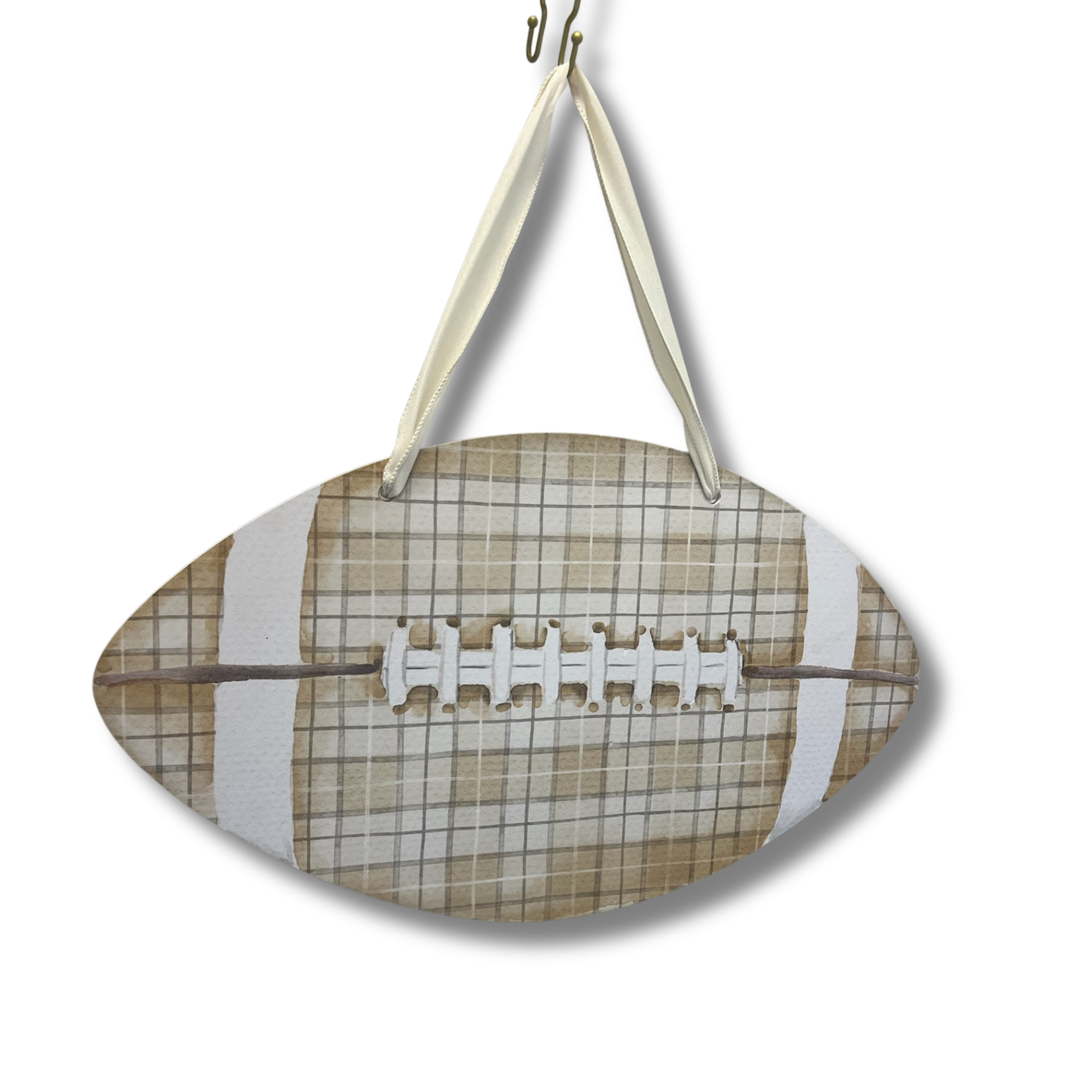Checked Football Door Hanger (Sale)