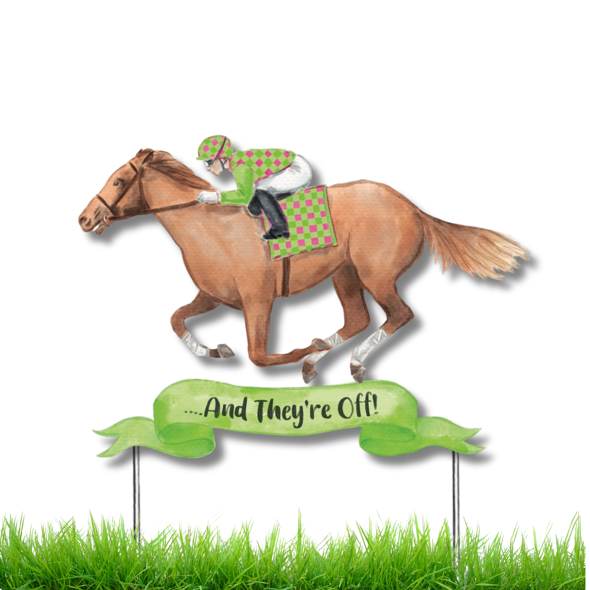 And They're Off! Garden Stake (Sale)