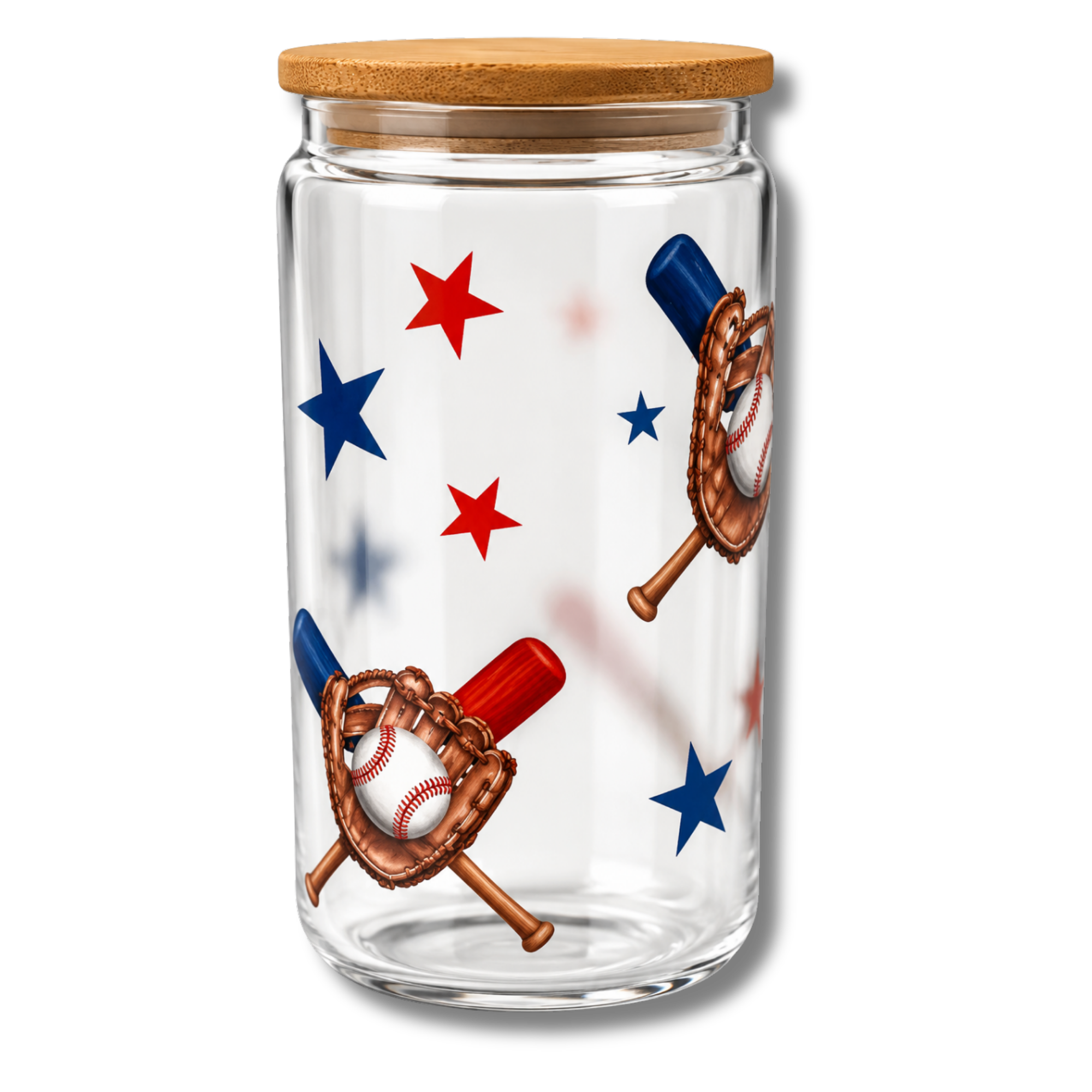 Red and Blue Baseball Iced Coffee Glass (Sale)