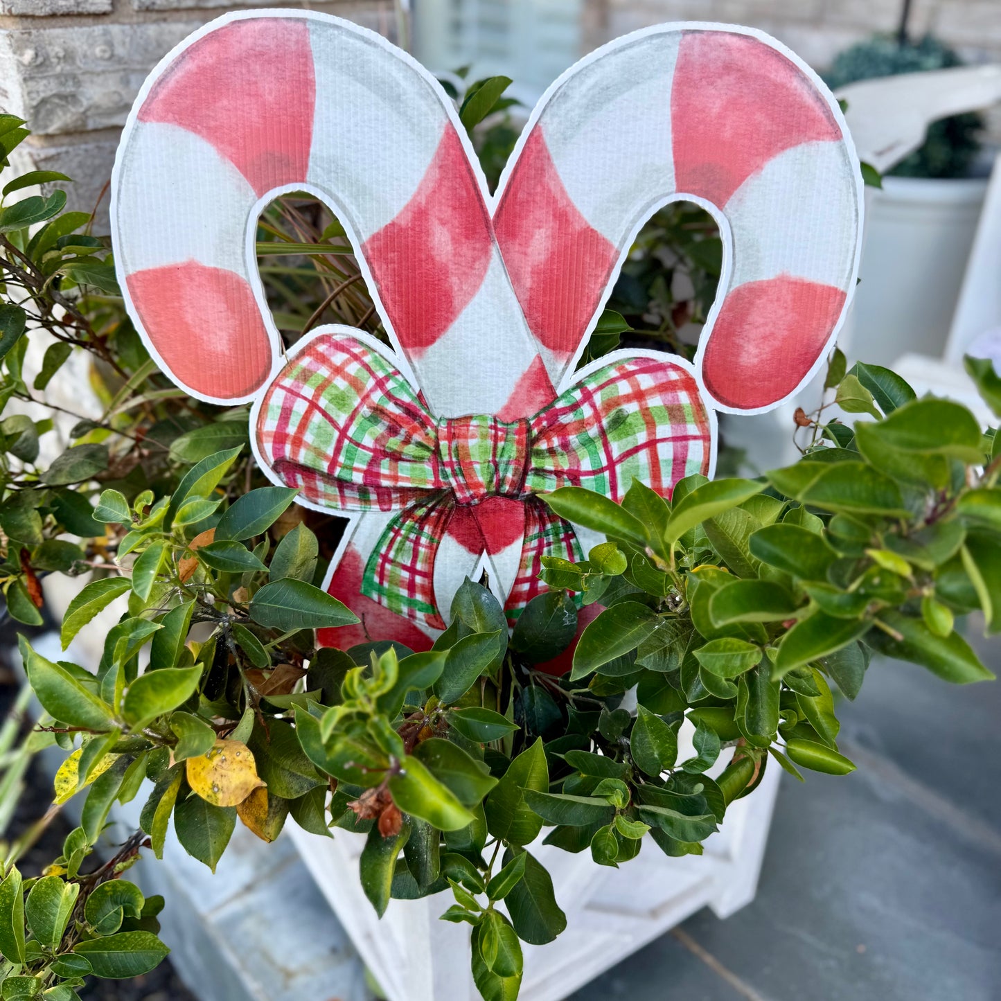 Candy Cane Duet Reversible Garden Stake (Ships Nov 3)