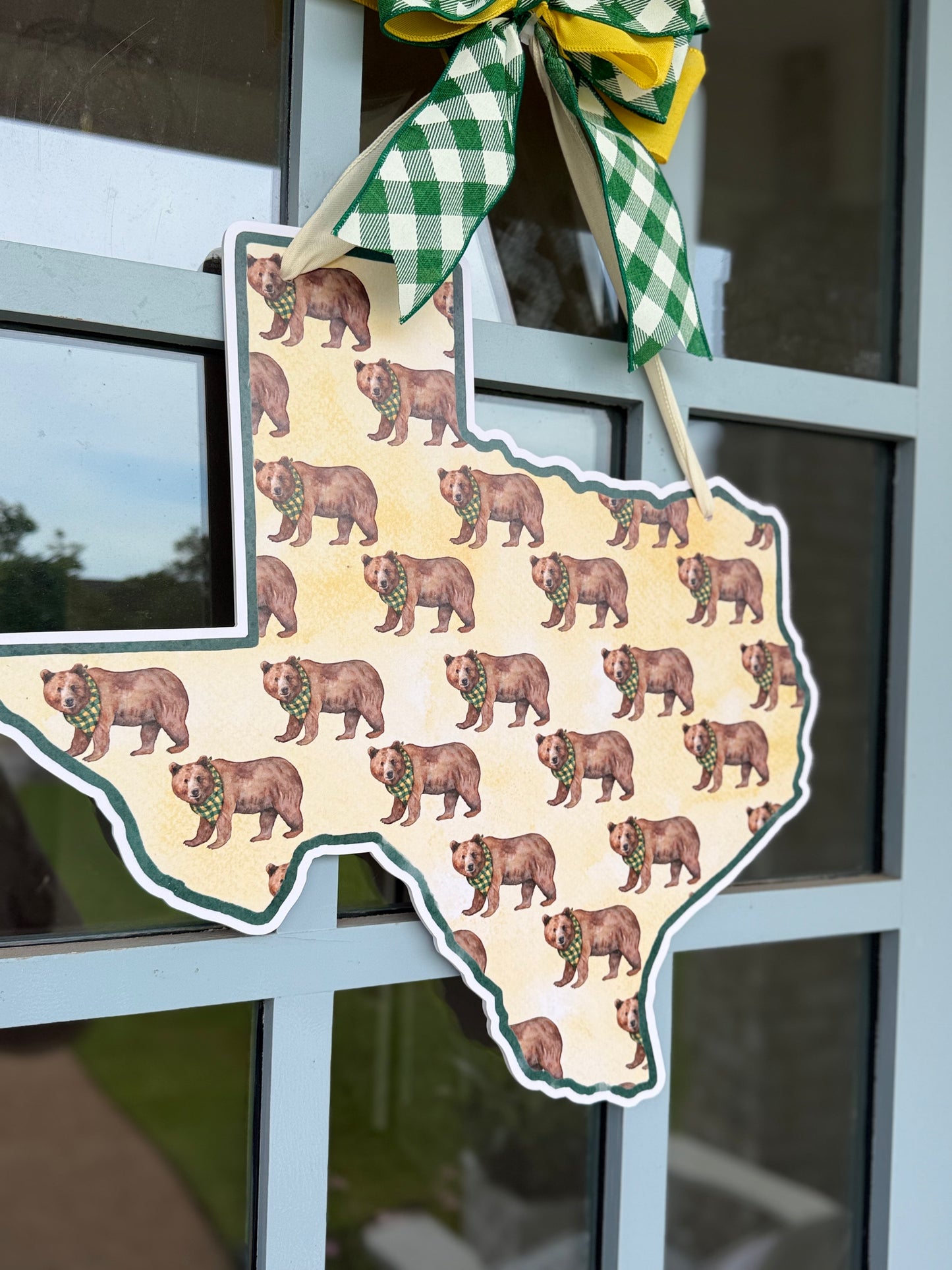 PRE ORDER (Ships 8/31) Green & Gold Bear Printed Door Hanger