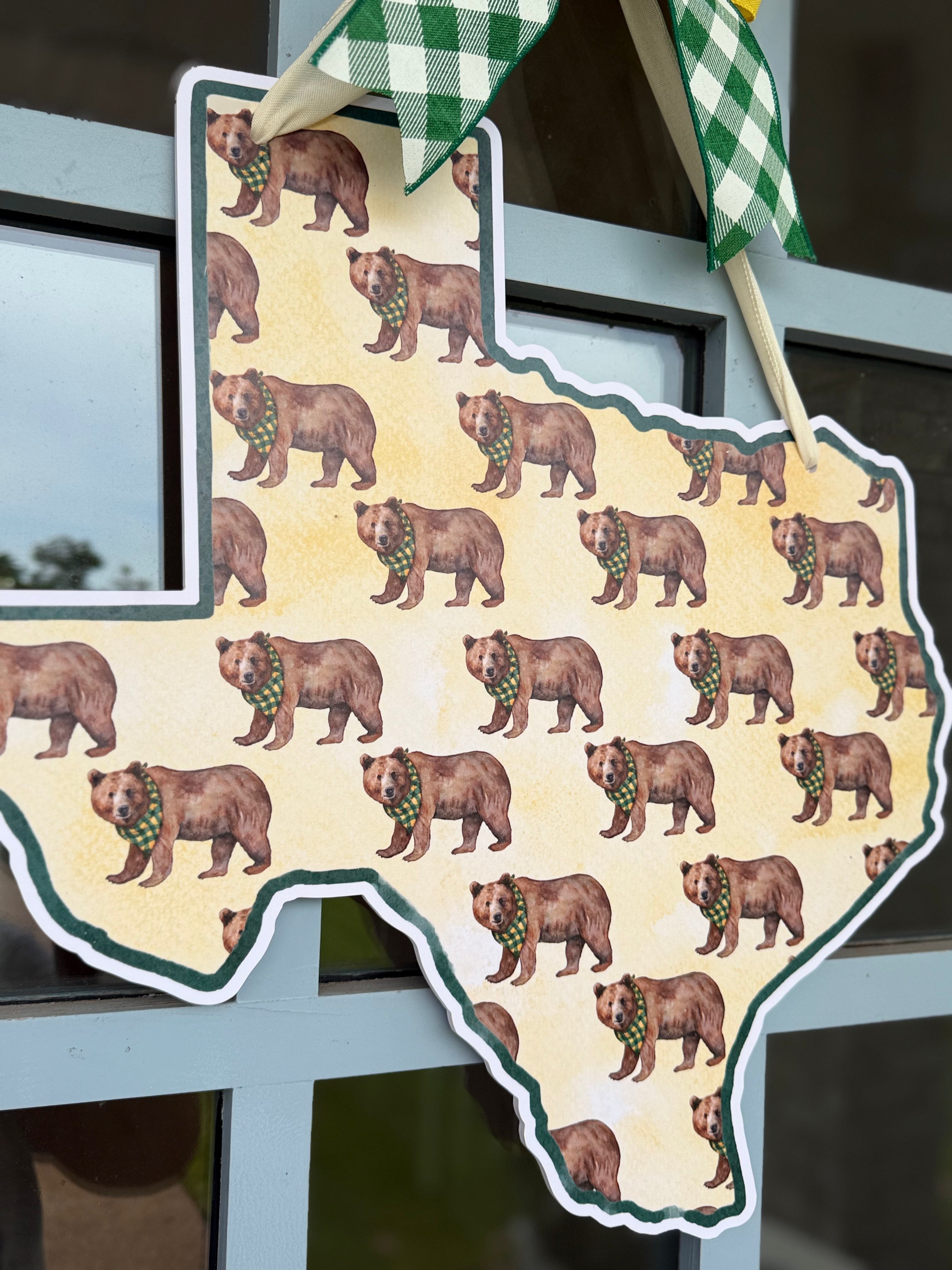 Green & Gold Bear Printed Door Hanger