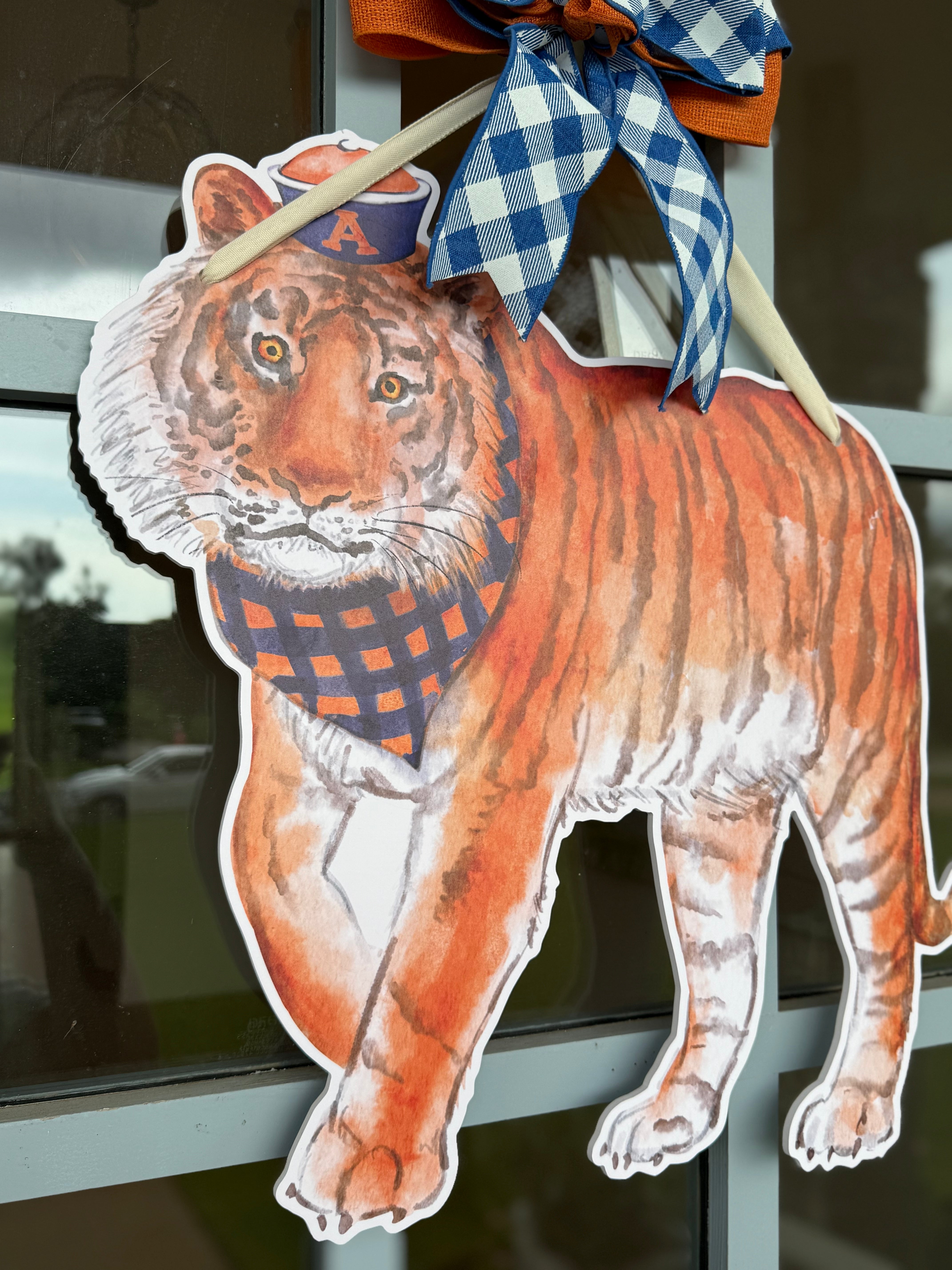 Orange & Blue Tiger Door Hanger