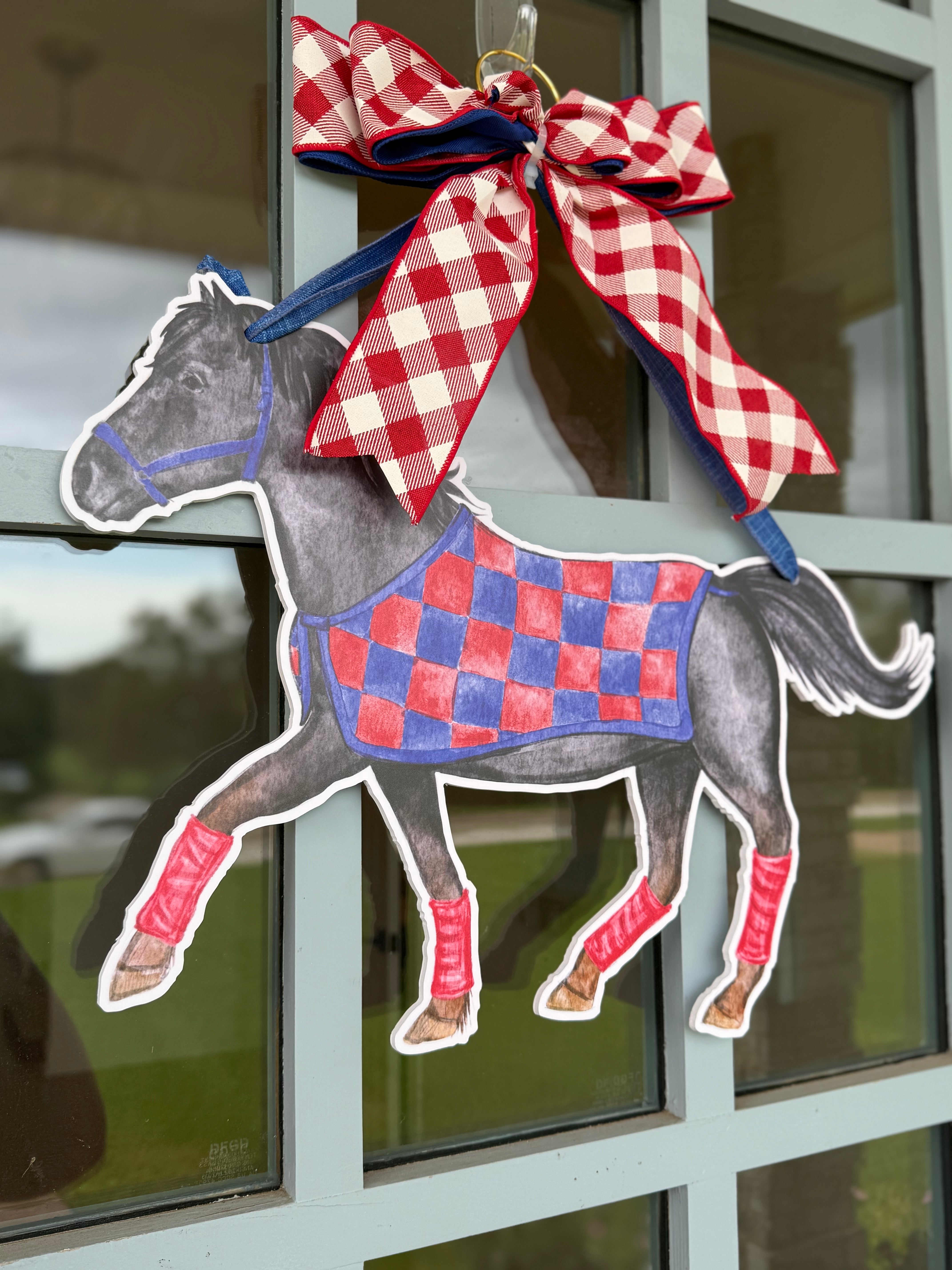 Red & Blue Mustang Door Hanger