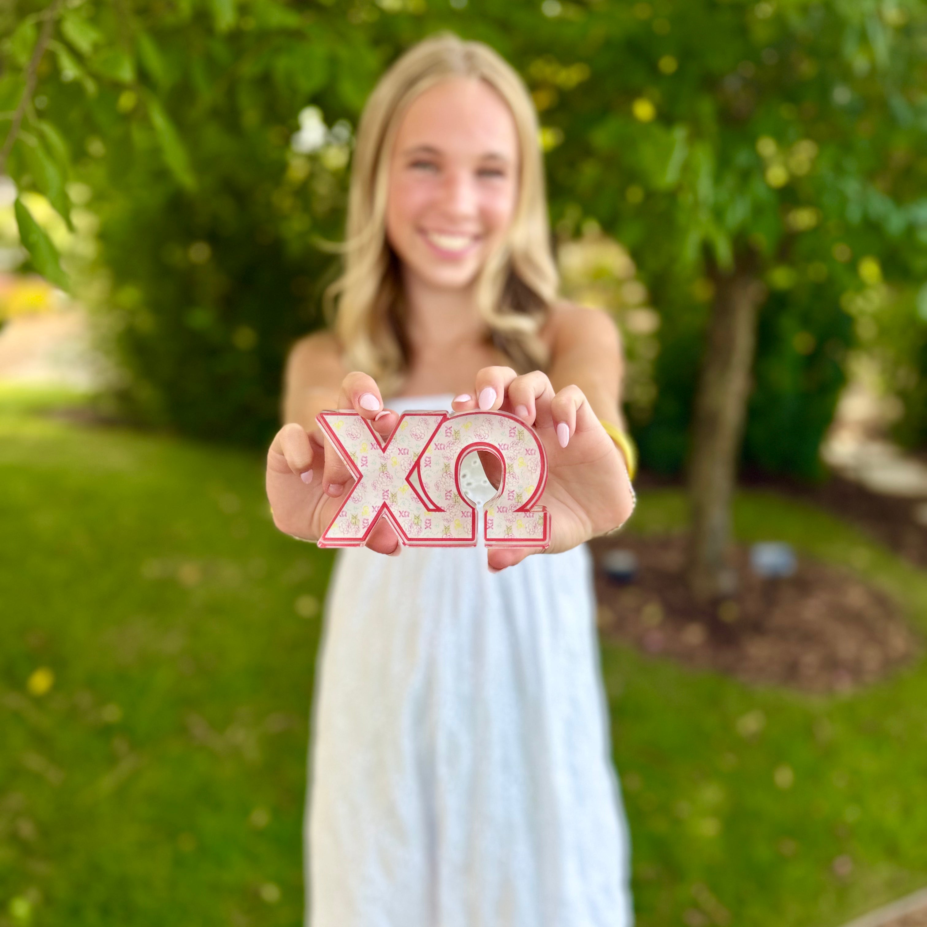 Chi Omega Acrylic Shelf Decor