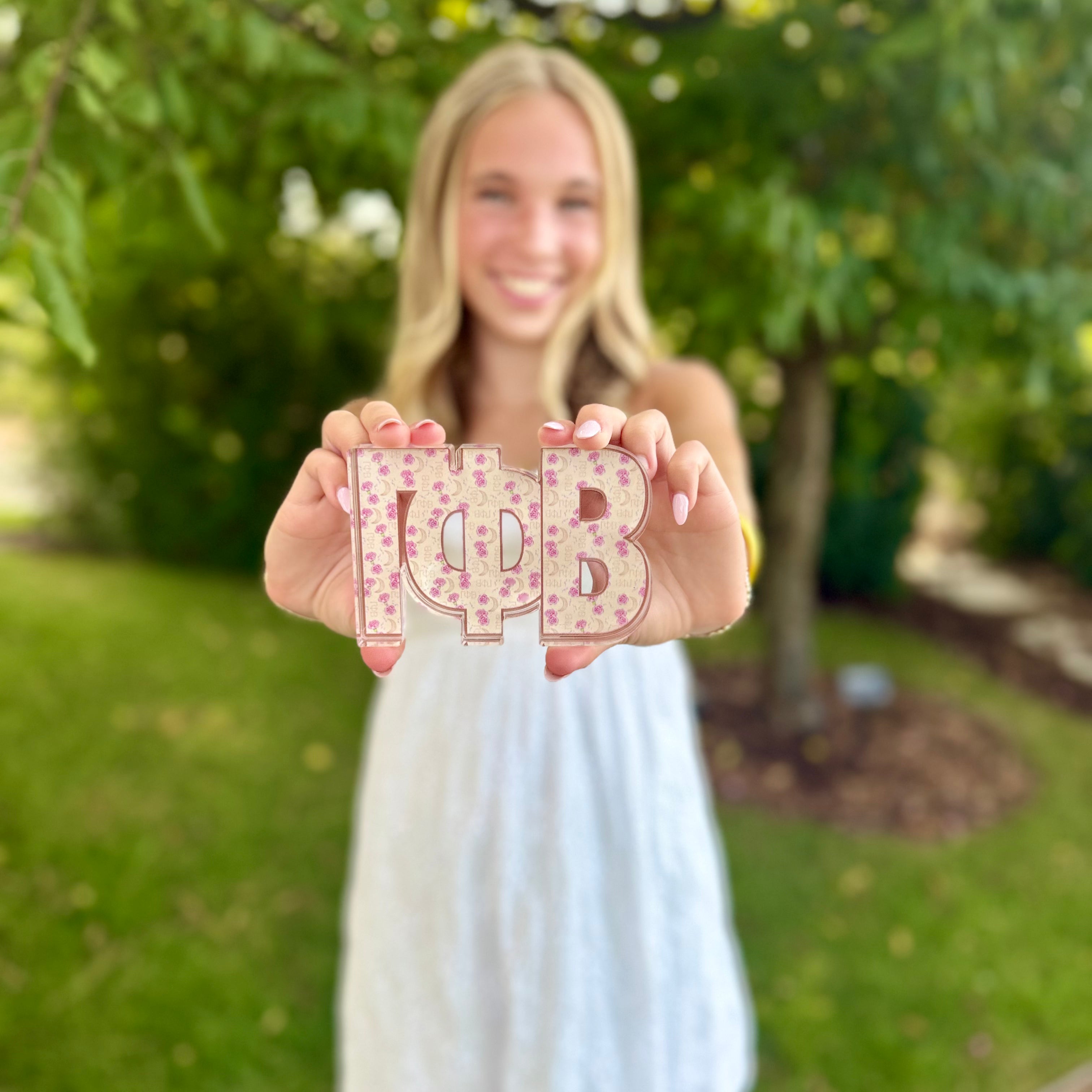 Gamma Phi Beta Acrylic Shelf Decor
