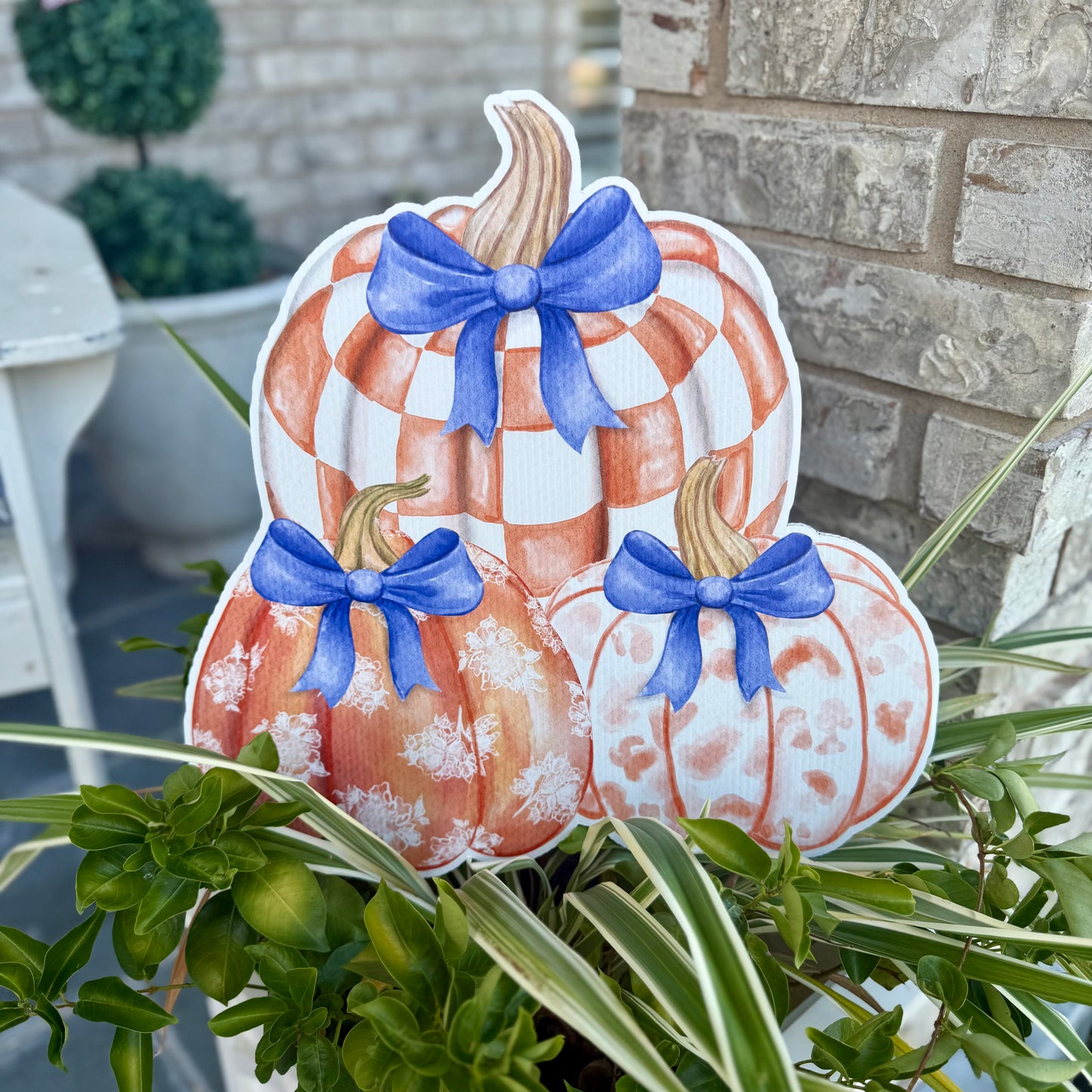 Pumpkin Medley Duet Reversible Garden Stake