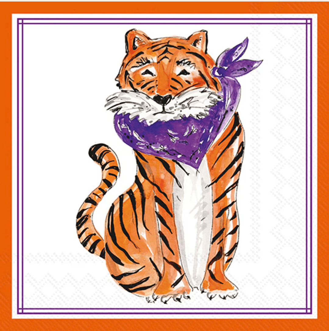 Palmetto Purple & Orange Tiger Cocktail Napkins
