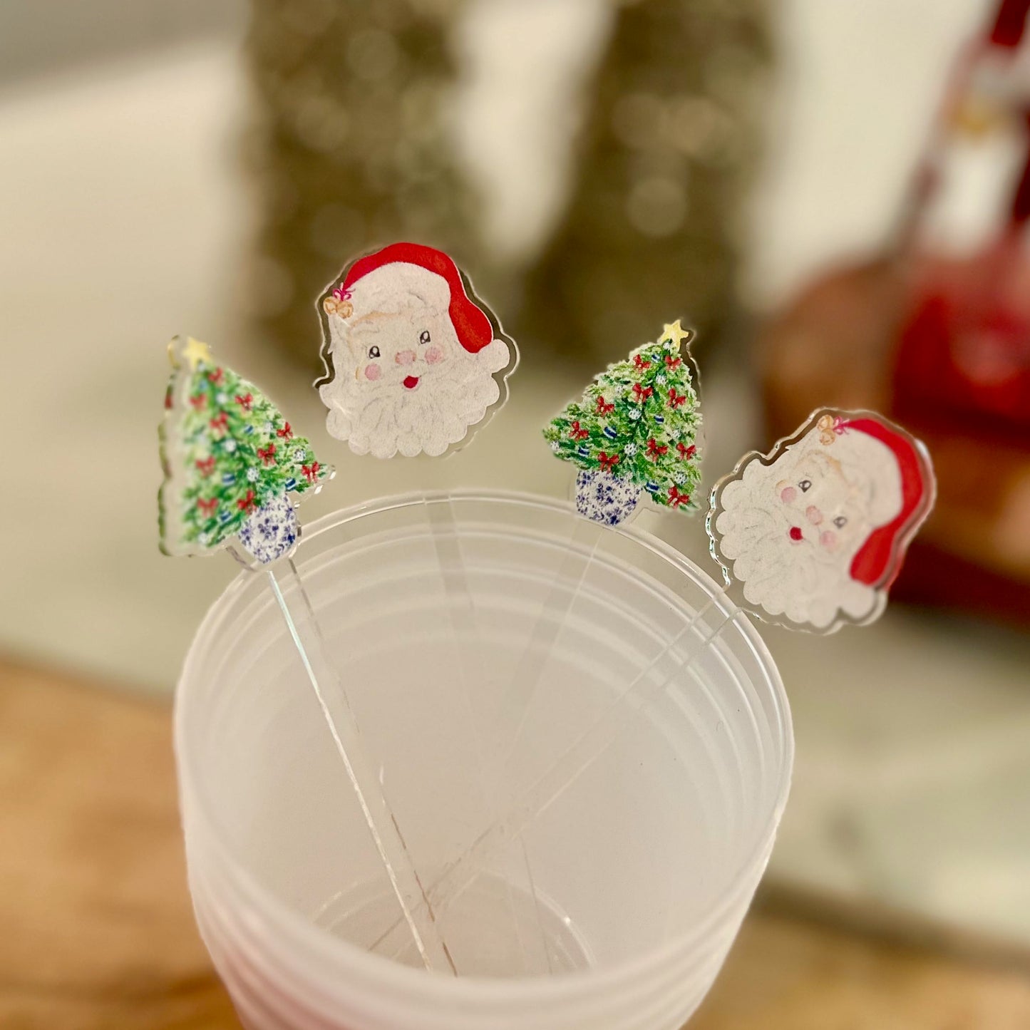 Swizzle Sticks- Santa + Tree