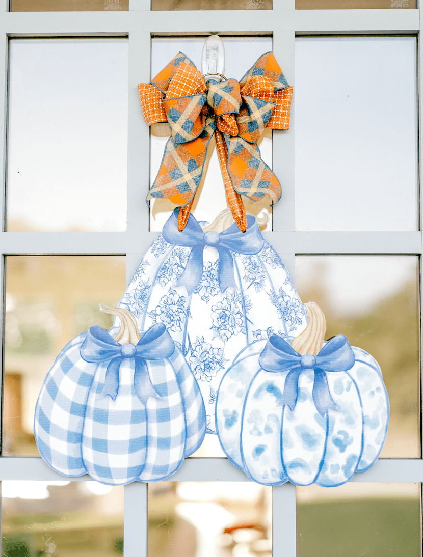Pumpkin Trio (Blue)- Door Hanger
