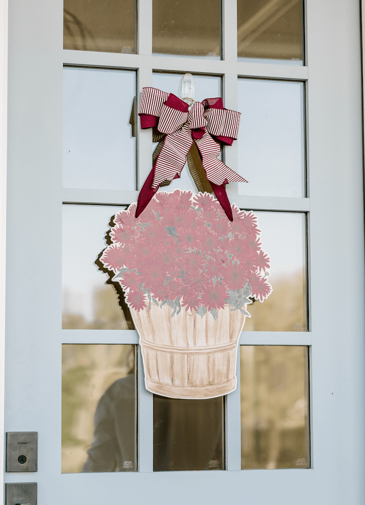 Harvest Blooms in Maroon Door Hanger
