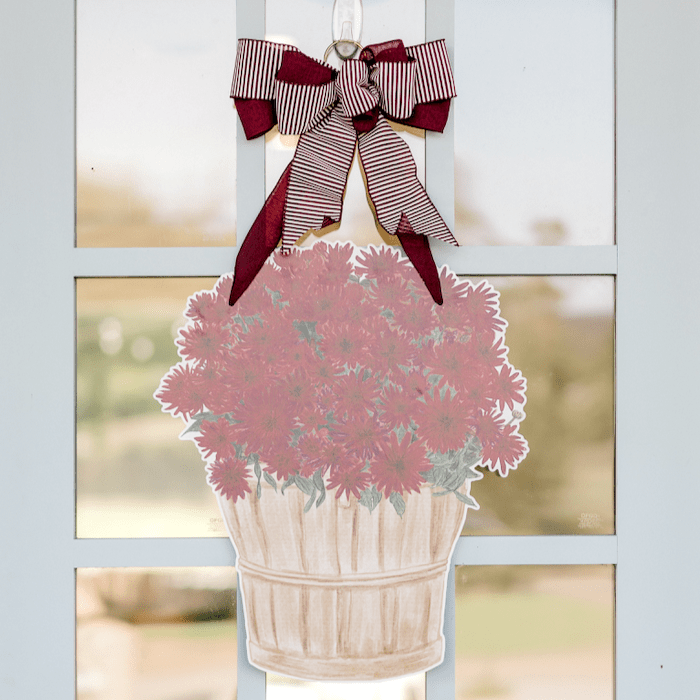 Harvest Blooms in Maroon Door Hanger
