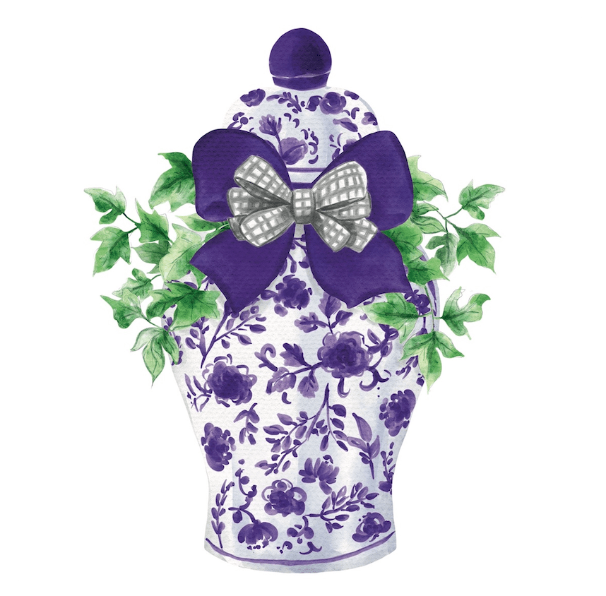 Classic Ginger Jar (Purple & White)- Door Hanger