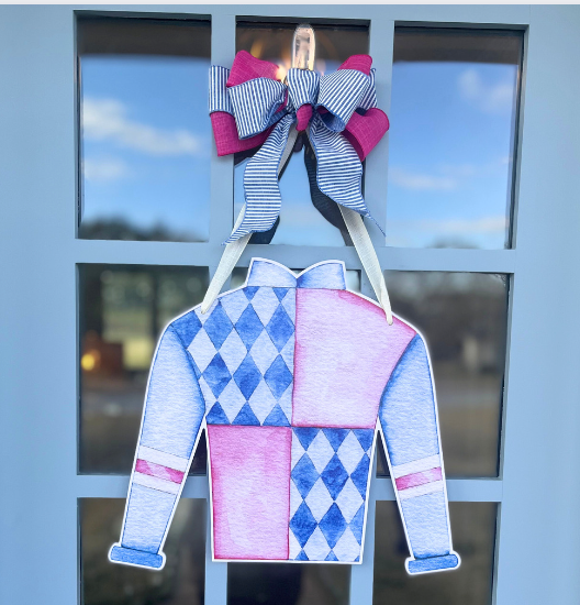 Horseshoe door hanger, Derby door hanger, Derby wreath, horseracing, jockey silk, horse door hanger, Derby decor, horse decor, good horseshoe