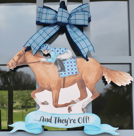 And They're Off! (Blue)- Door Hanger