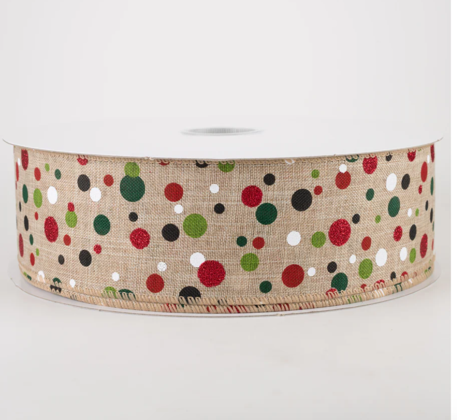 2.5" Wired Christmas Dots Ribbon (50 Yards) (Warehouse Sale)