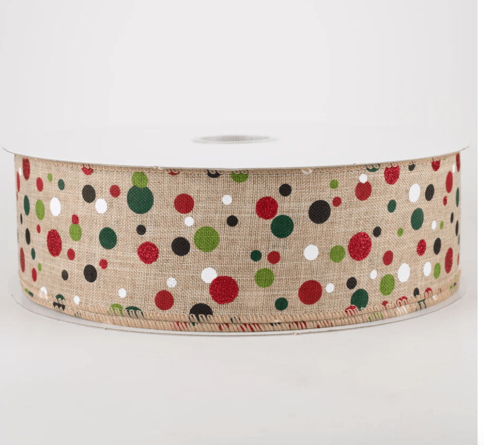 2.5" Wired Christmas Dots Ribbon (50 Yards) (Warehouse Sale)