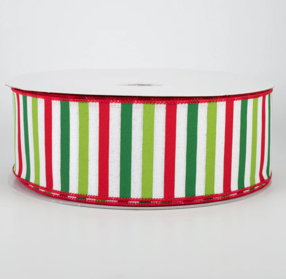 2.5" Wired Christmas Horizontal Stripe Ribbon (50 Yards) (Warehouse Sale)