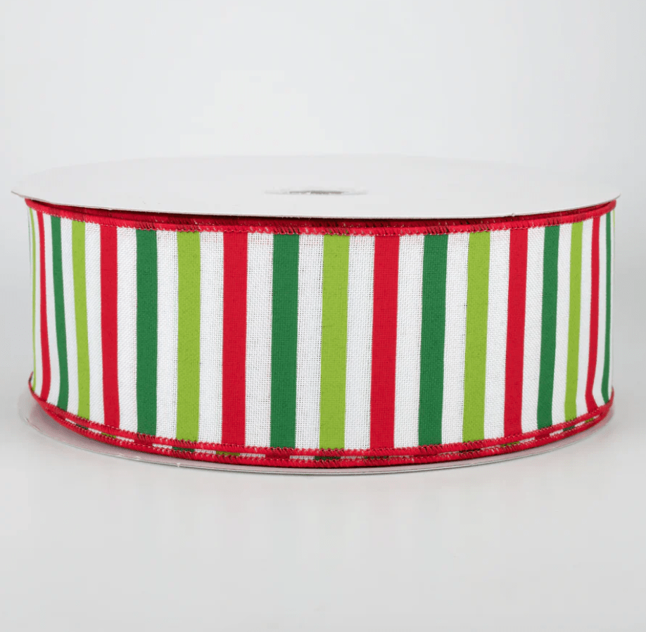 2.5" Wired Christmas Horizontal Stripe Ribbon (50 Yards) (Warehouse Sale)